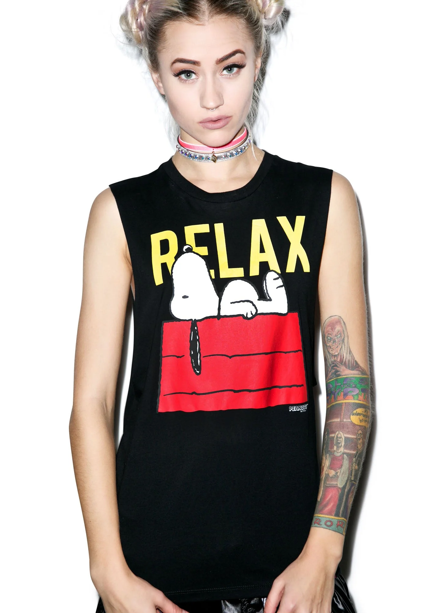 Snoopy Relax Muscle Tee - Black - Image 7