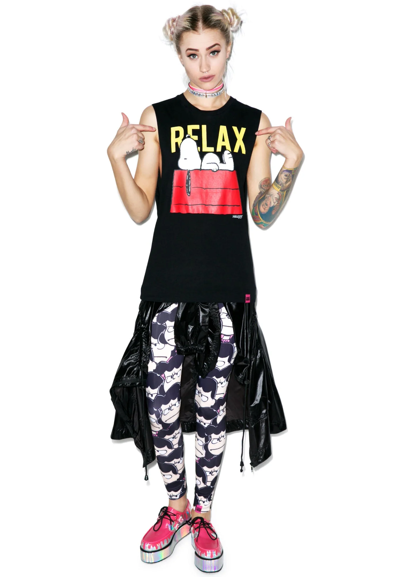 Snoopy Relax Muscle Tee - Black - Image 9