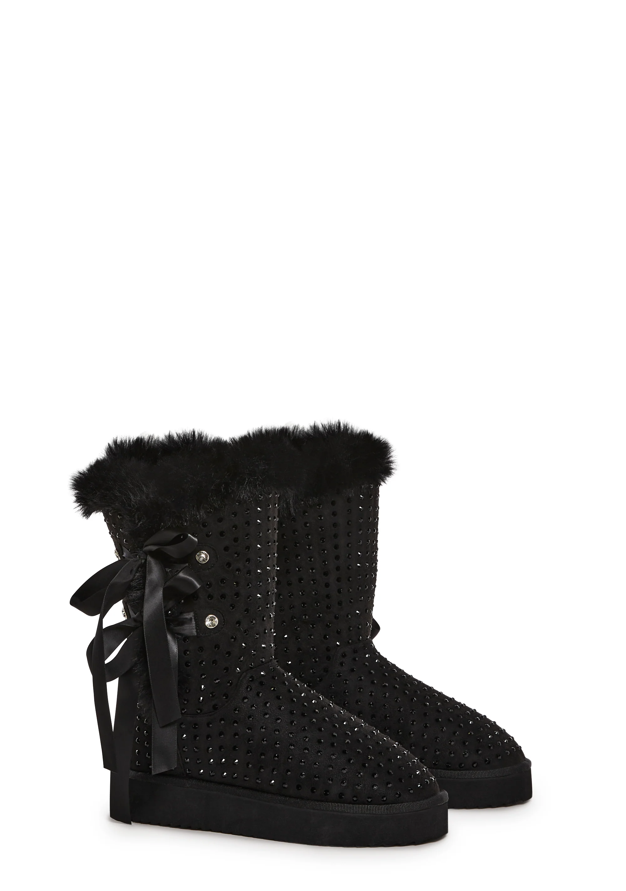 Snowflake Cadet Rhinestone Booties - Black - Image 3