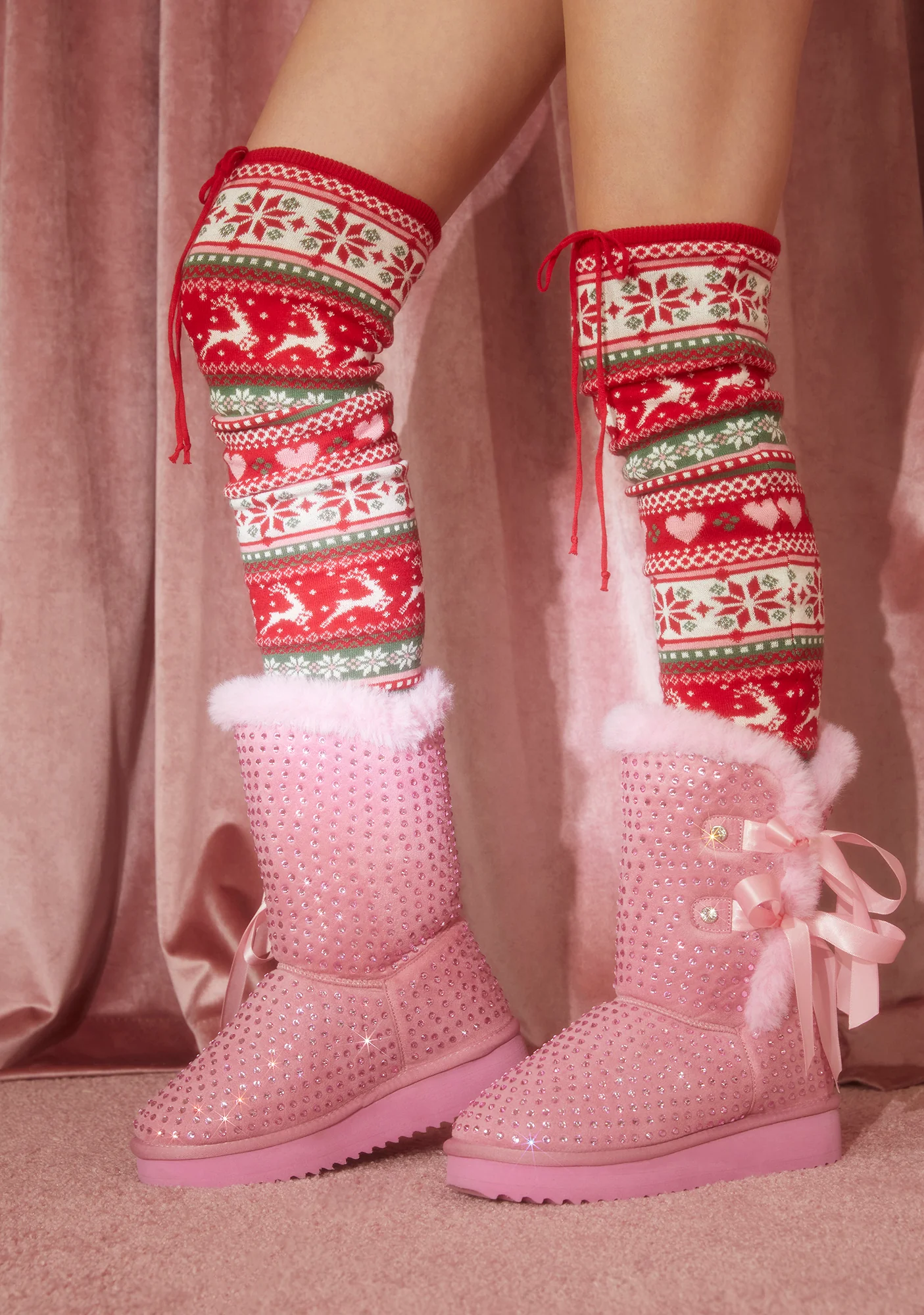 Snowflake Cadet Rhinestone Booties - Pink - Image 5