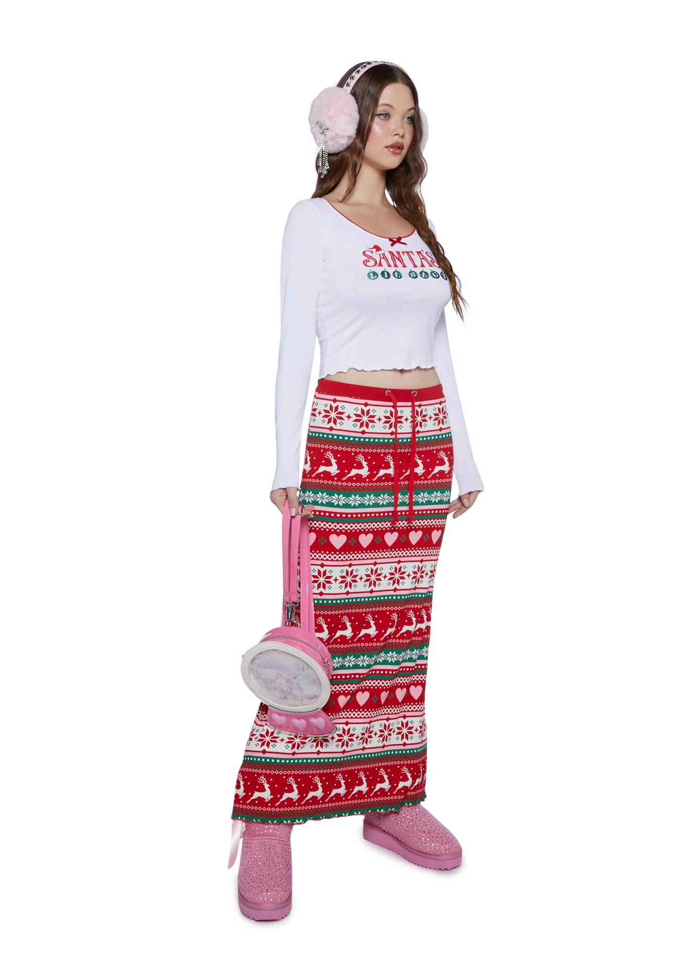 Snowy Soiree Knit Maxi Skirt - Image 2
