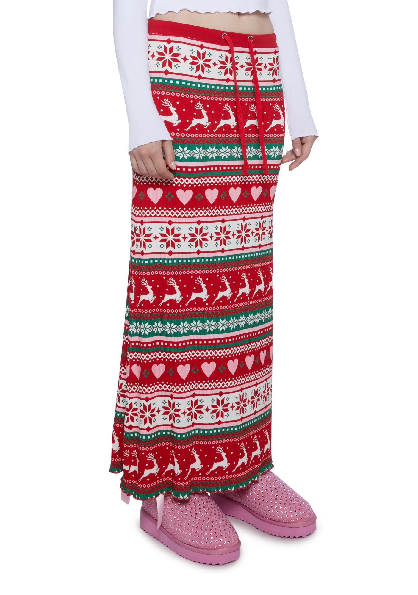 Snowy Soiree Knit Maxi Skirt - Image 3