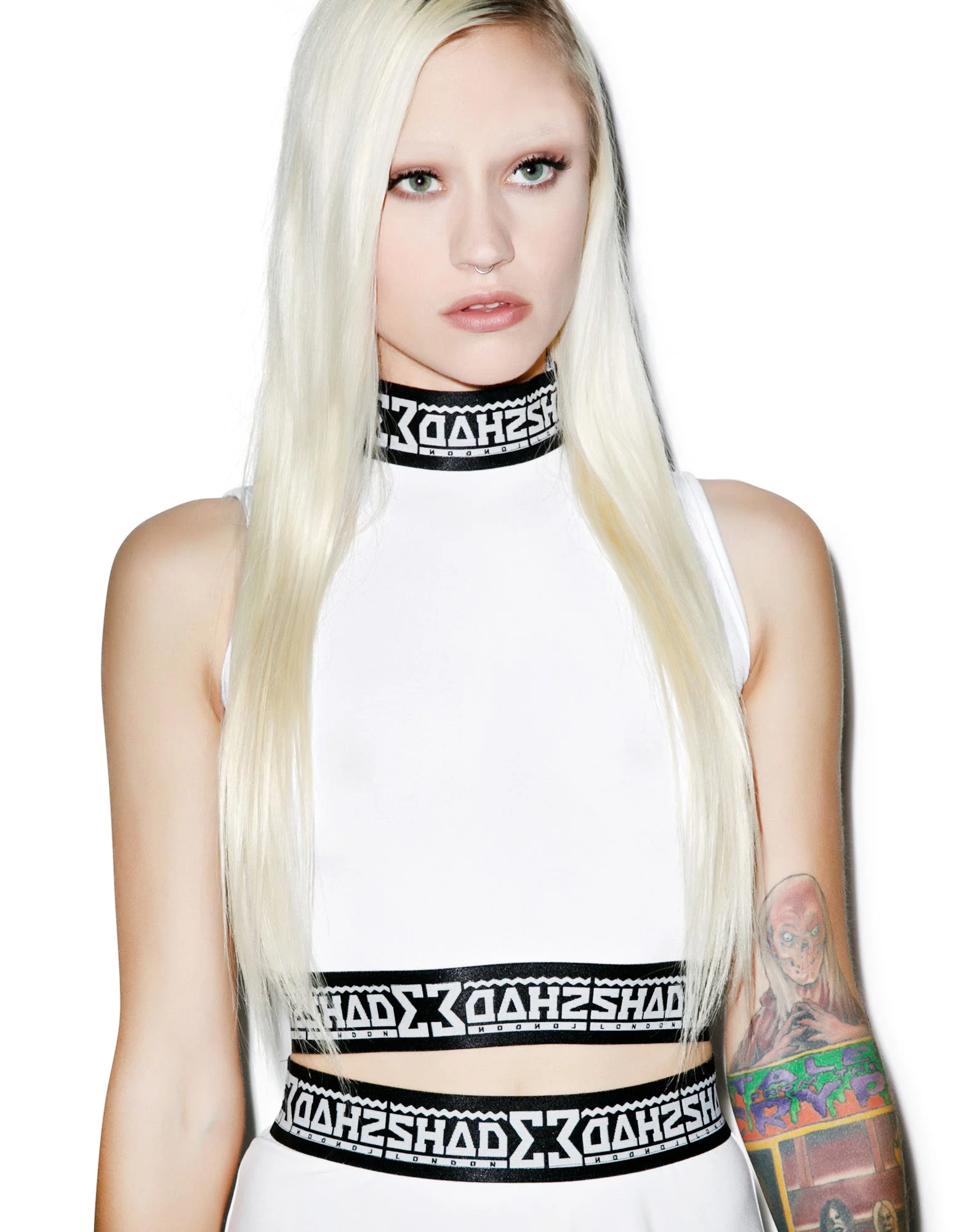 So Shady Polo Neck Crop Top - White - Image 6