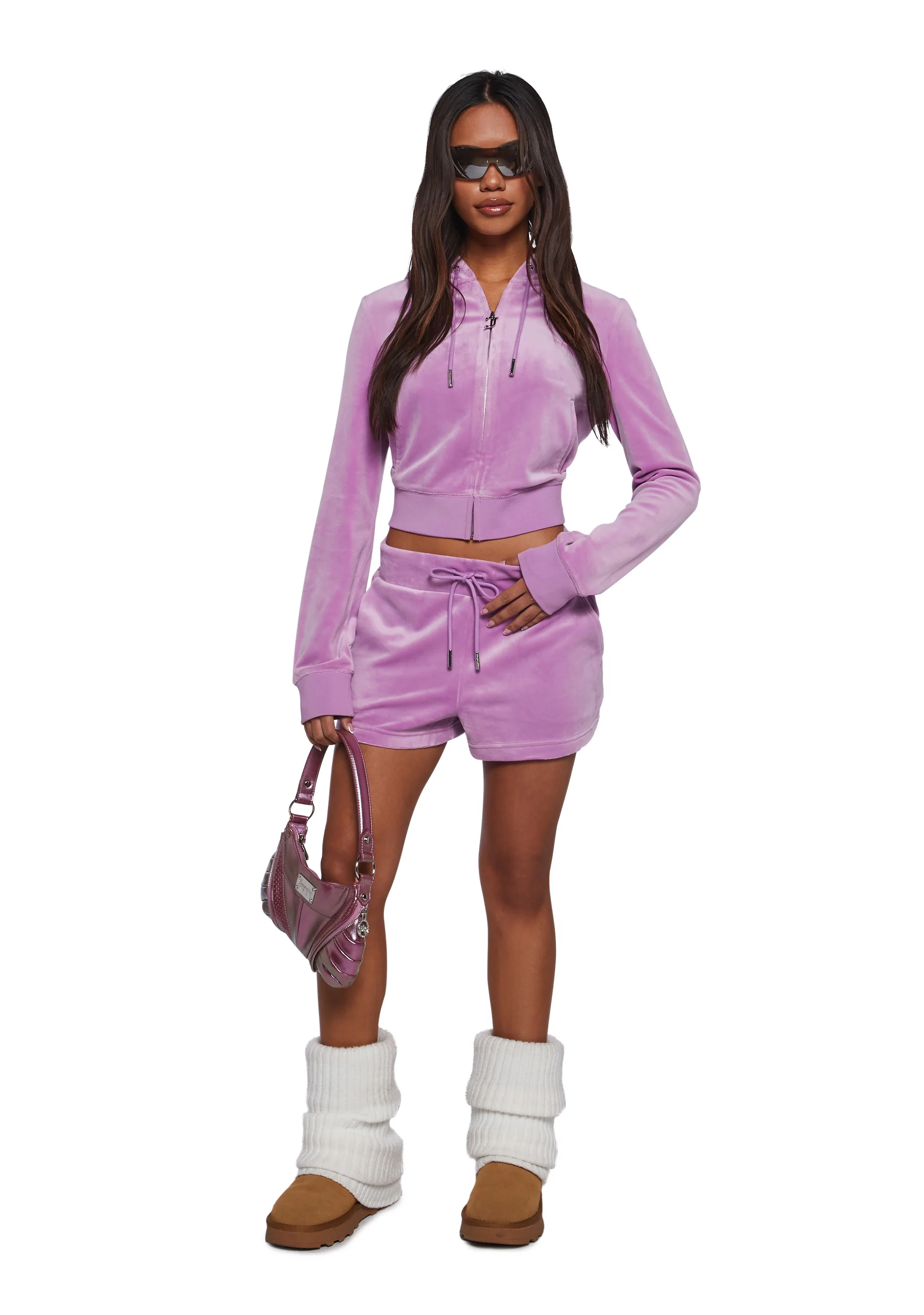 OG Big Bling Velour Hoodie - Purple - Image 2