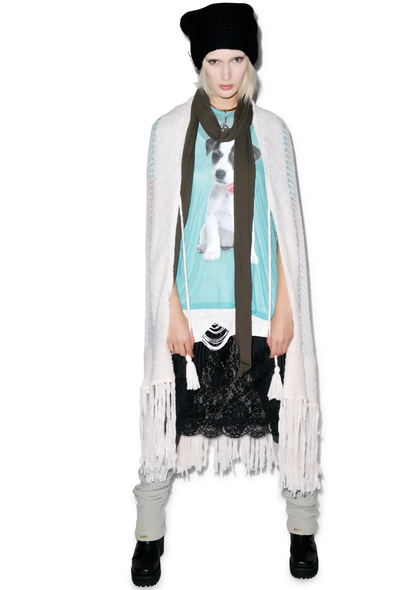 Solid Garden Shawl - White - Image 13