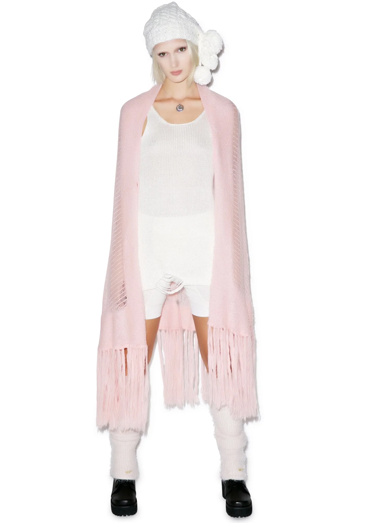 Solid Garden Shawl - Light Pink - Image 9