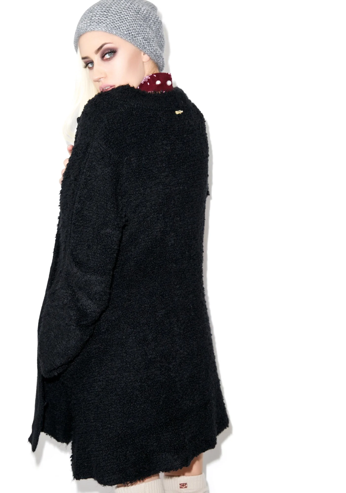 Solid Misty Morning Coat - Black - Image 6