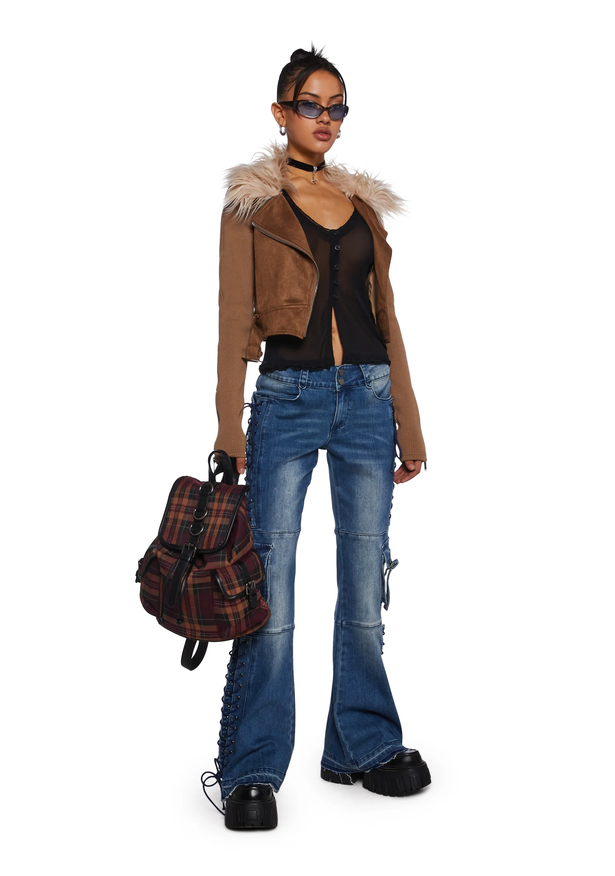 Something To Prove Lace-Up Flare Jeans - Image 2
