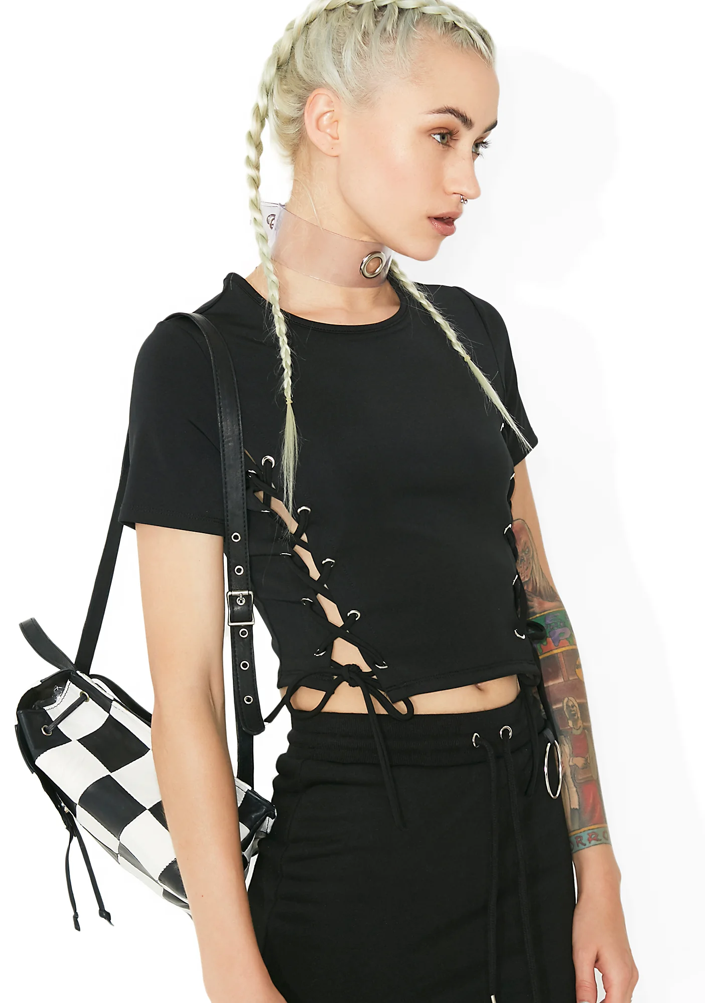 Somewhere Between Lace-Up Crop Tee - Image 2