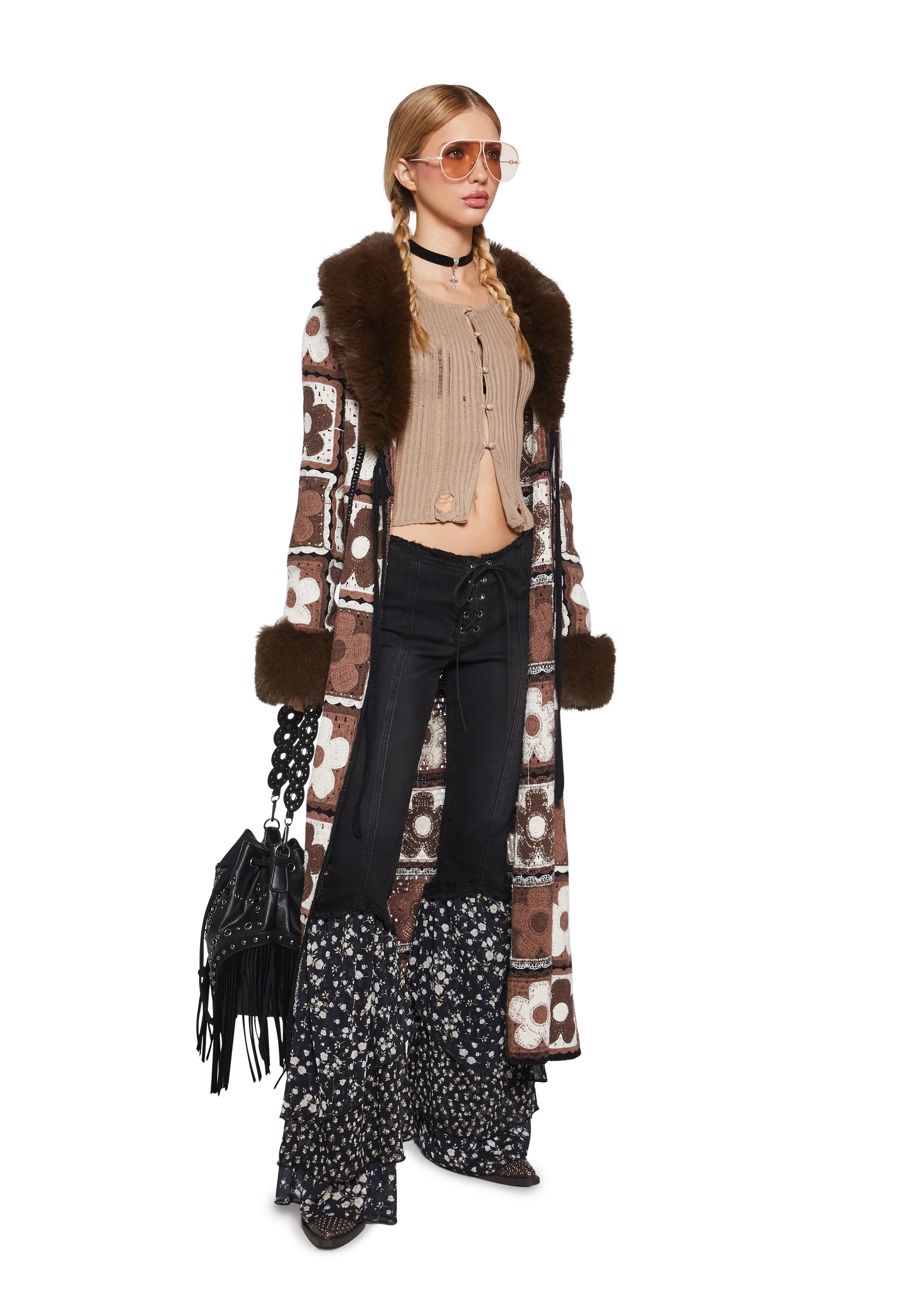 Somewhere Now Distressed Cardigan - Beige - Image 2