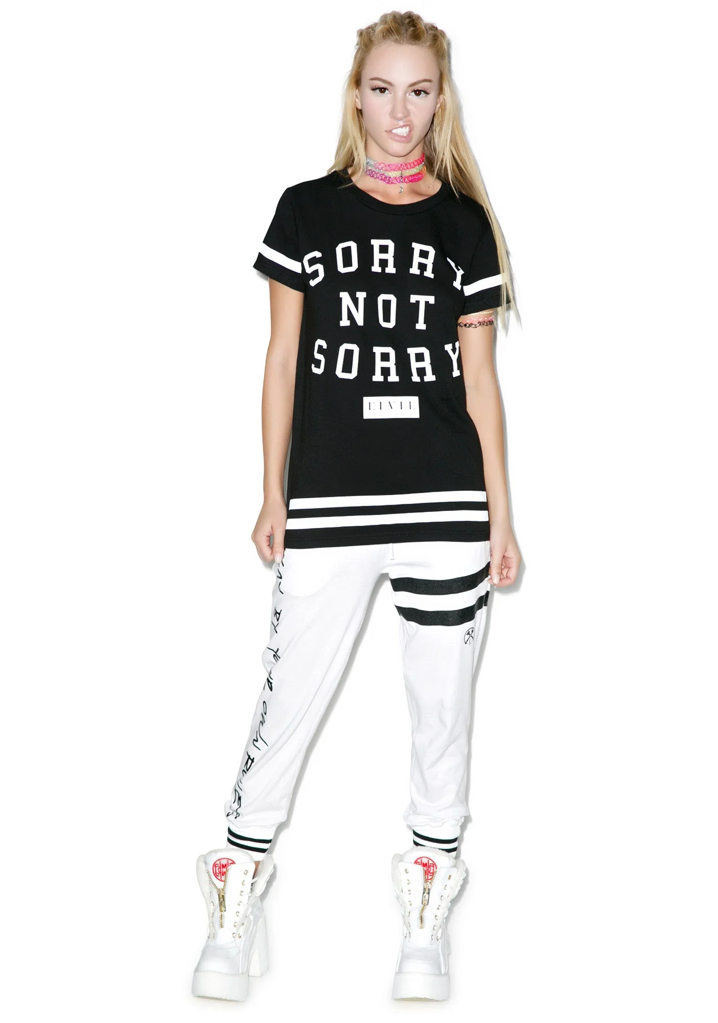 Sorry Not Sorry BF Tee - White - Image 8