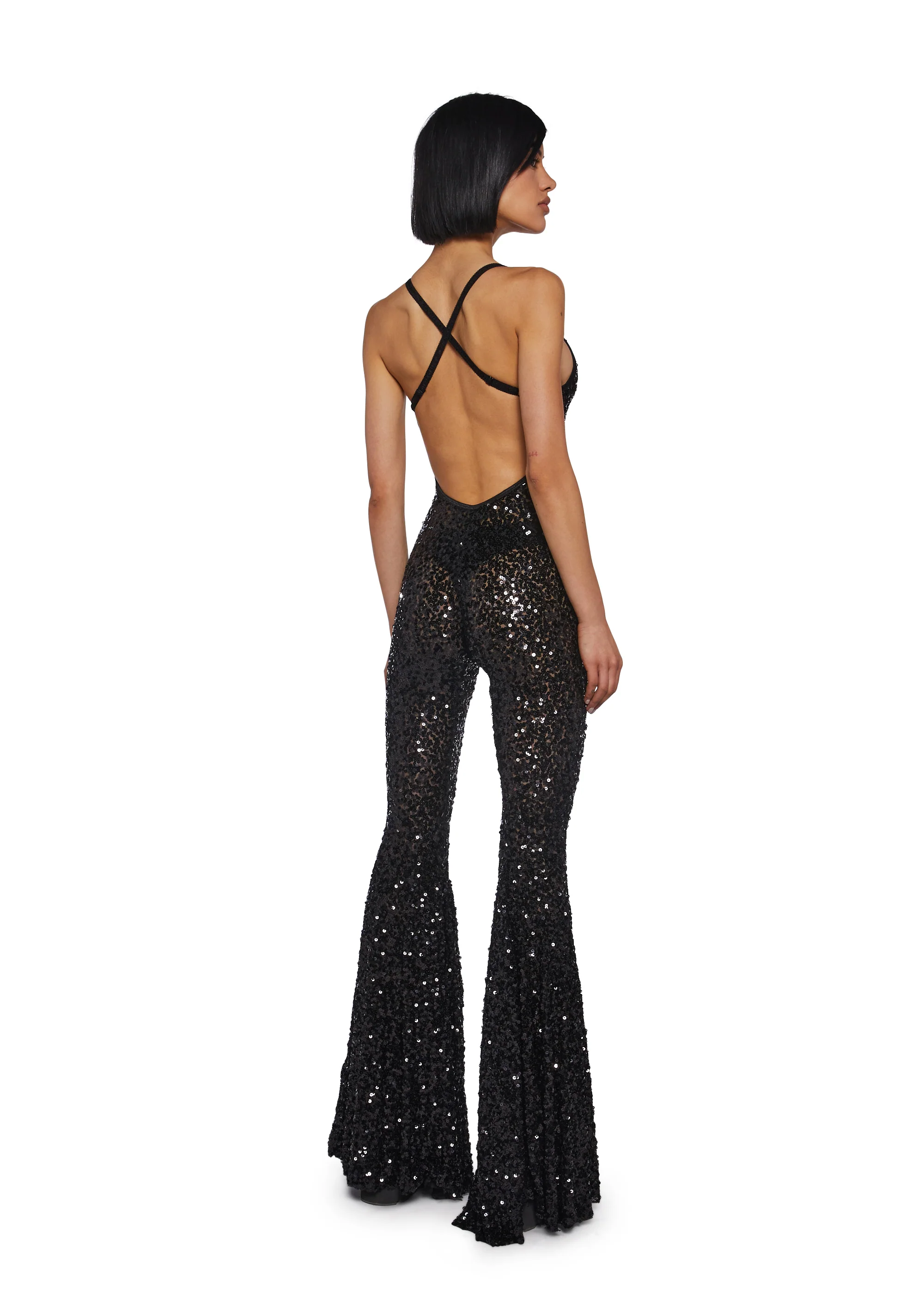 Sparkle Nights Sequin Jumpsuit- Black - Image 4