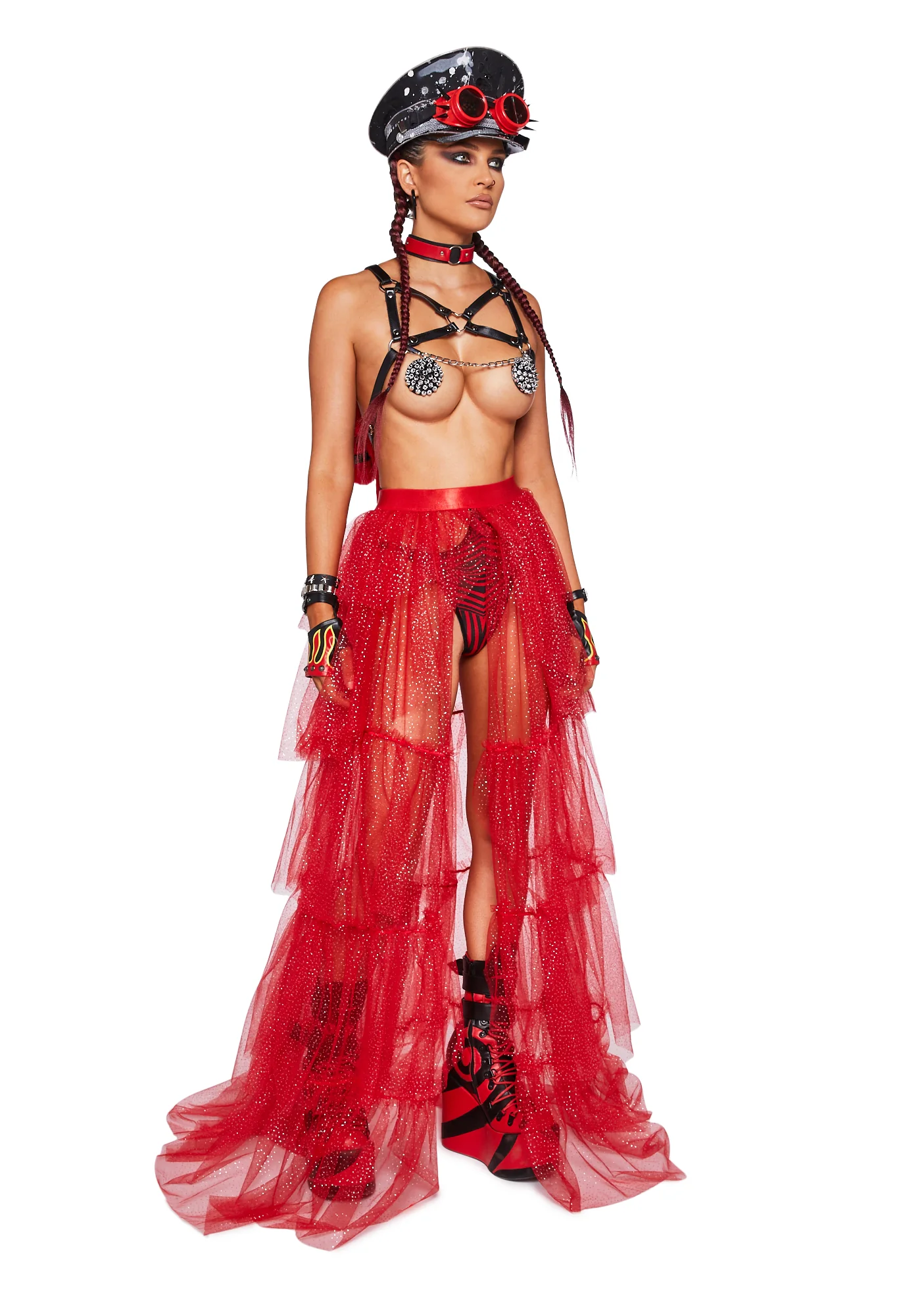 Sparkle Trek Tulle Maxi Skirt - Red - Image 2