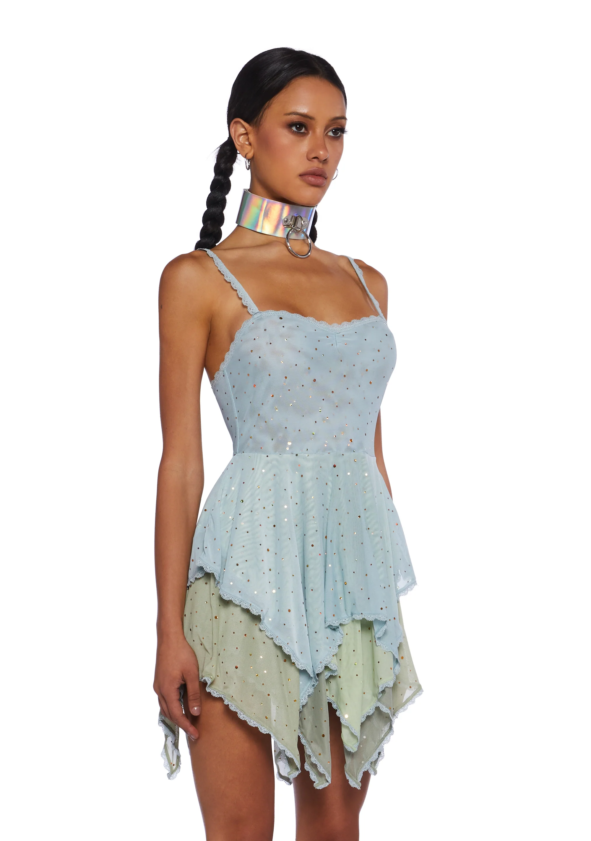 Sparkled Myths Handkerchief Dress - Green/Blue - Image 4