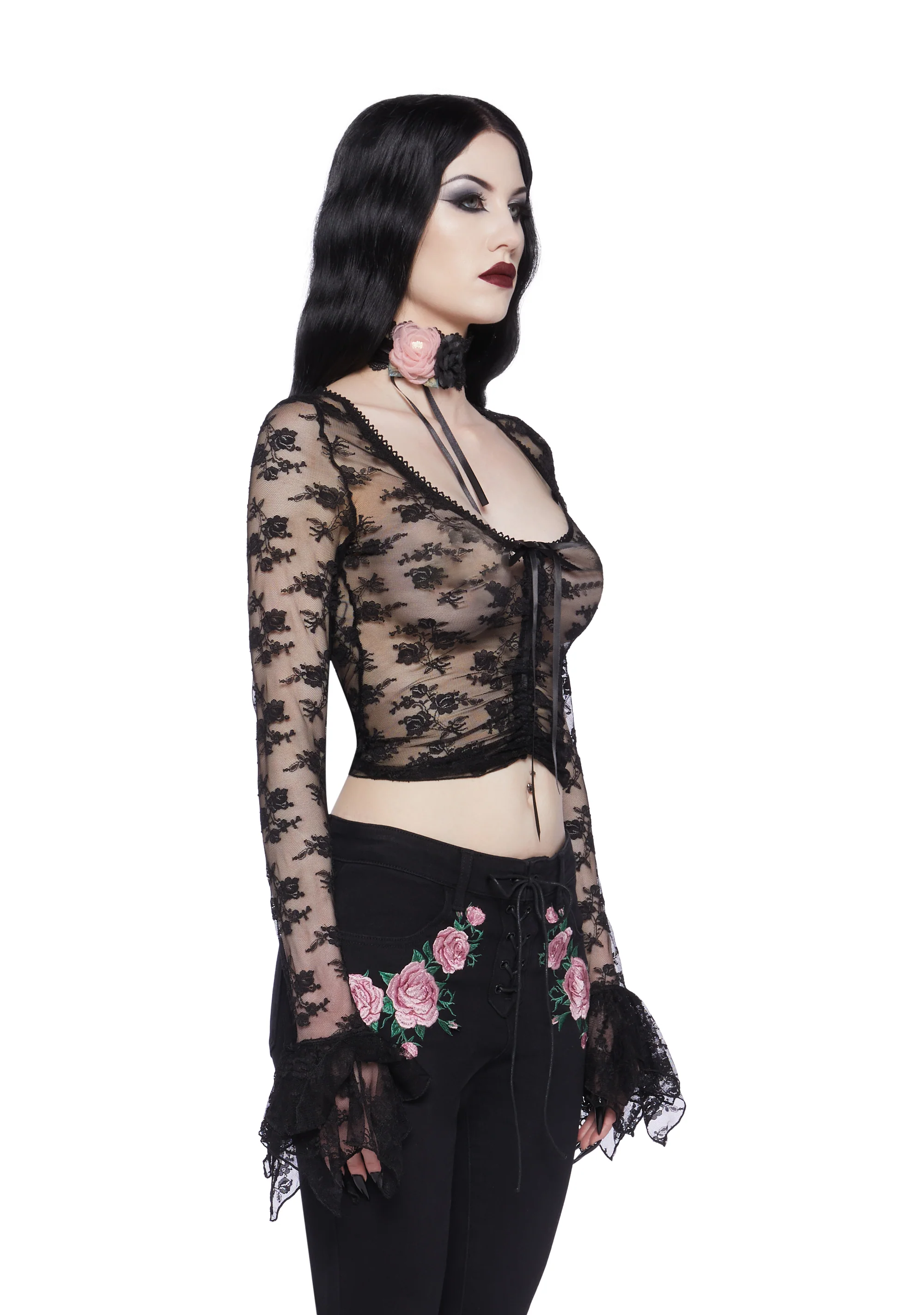 Spellbound Matters Long Sleeve Top - Black - Image 2