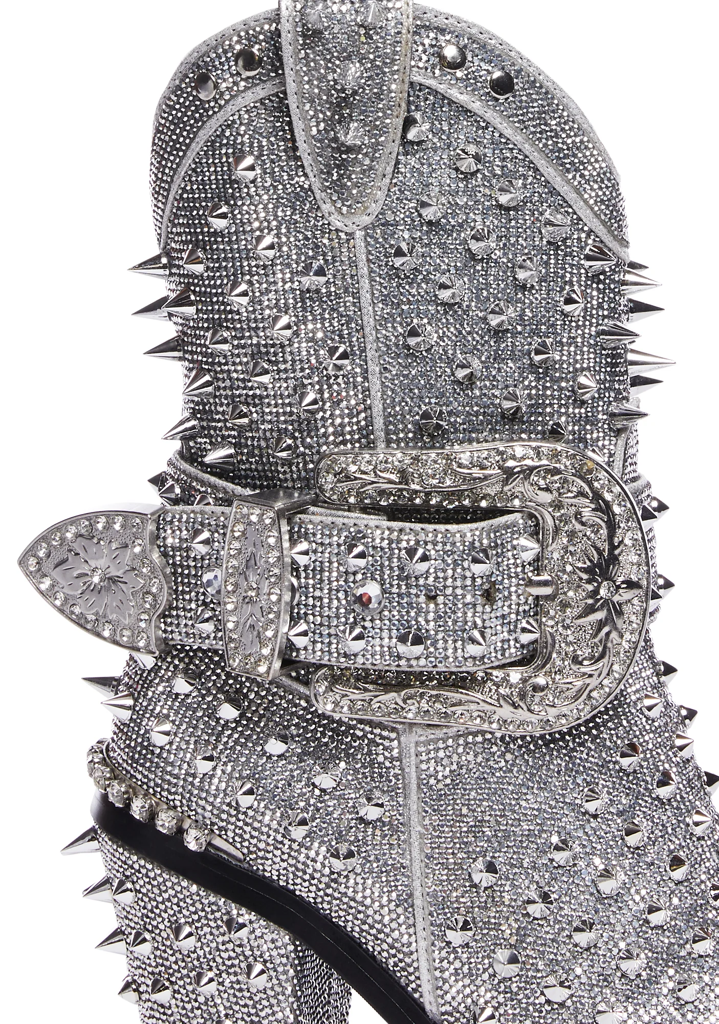 Spiked Sheriff Shine Cowboy Boots - Silver - Image 2