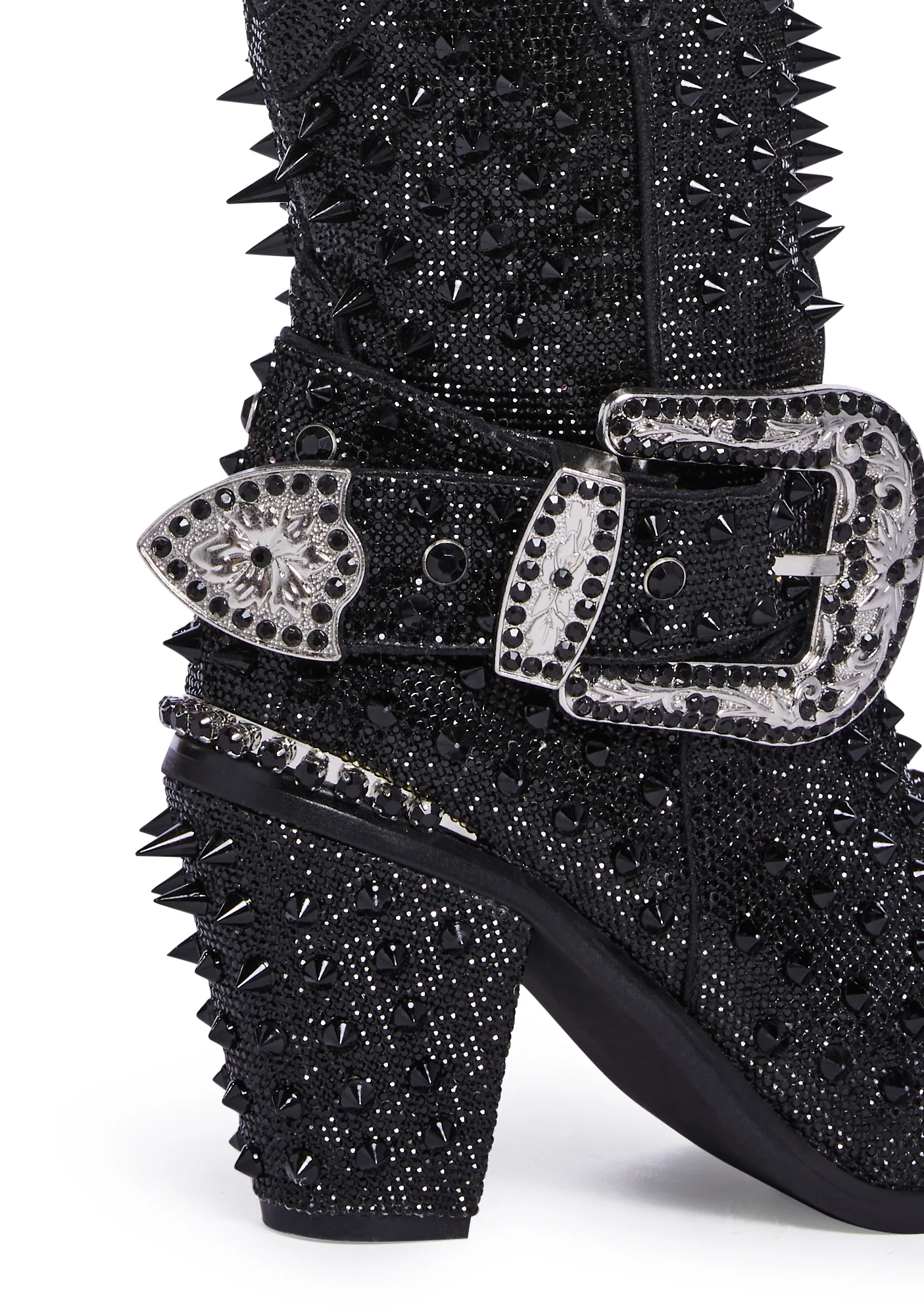 Spiked Sheriff Shine Cowboy Boots - Black - Image 2