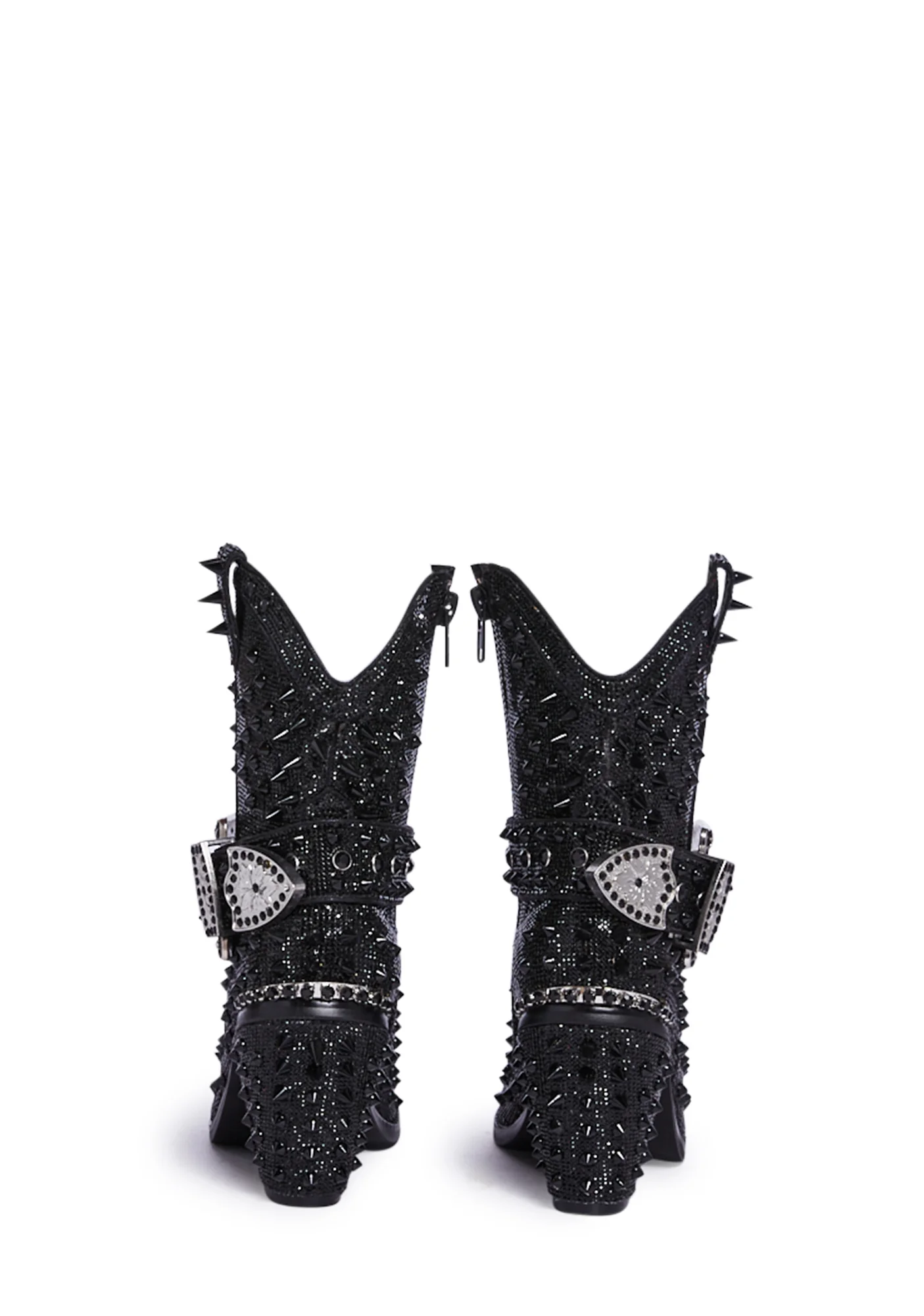 Spiked Sheriff Shine Cowboy Boots - Black - Image 4