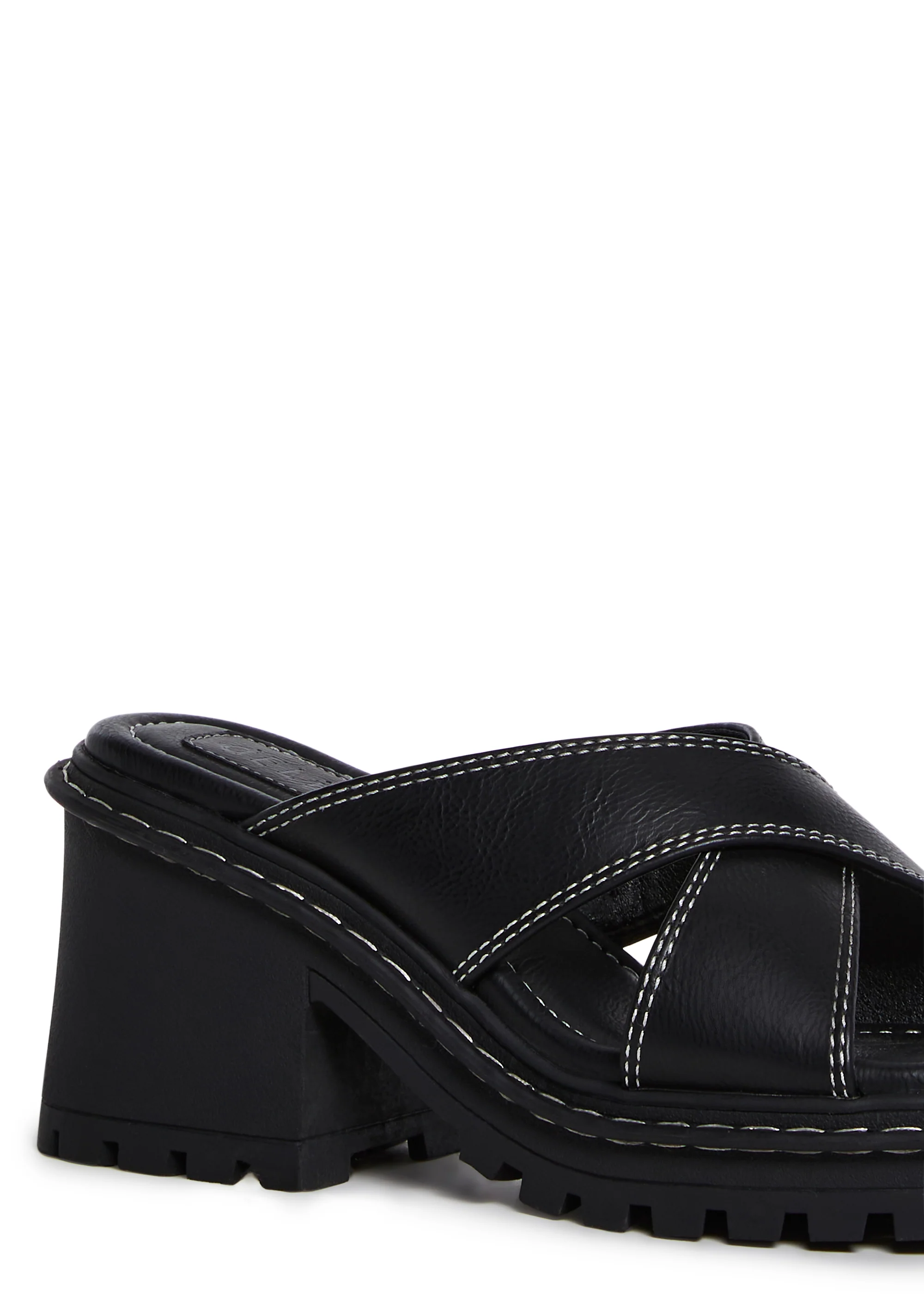 Star Worthy Cross Strap Slides - Black - Image 2