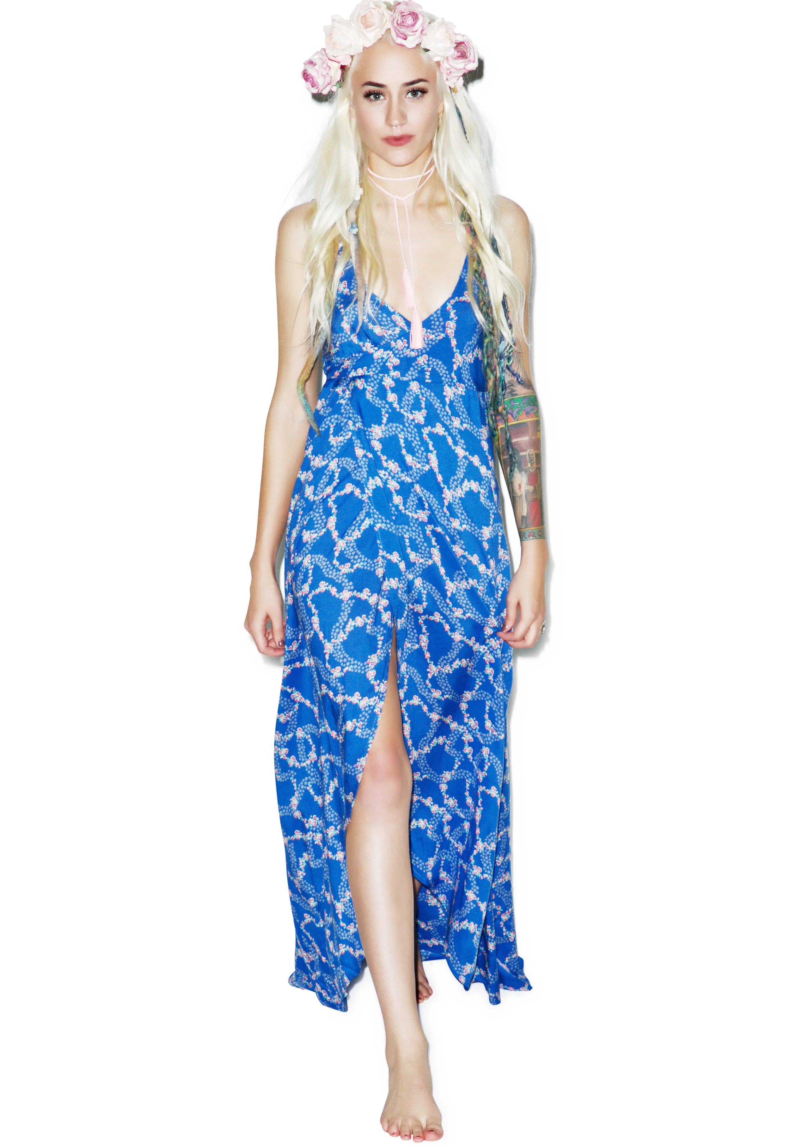 Starry Blue Floral Atlantis Wrap Dress - Image 3
