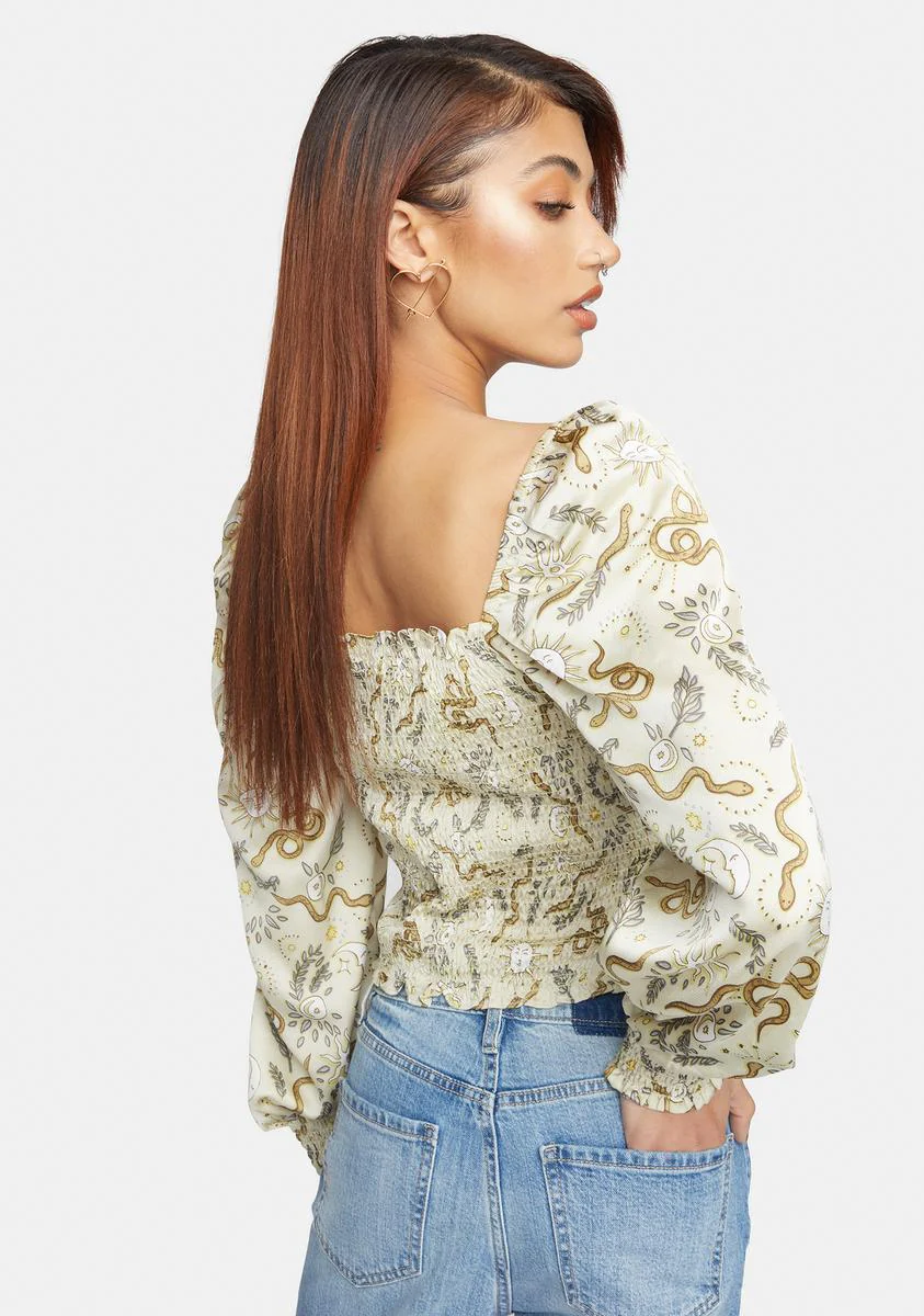 Stone Sun Moon Smocked Blouse - Image 4