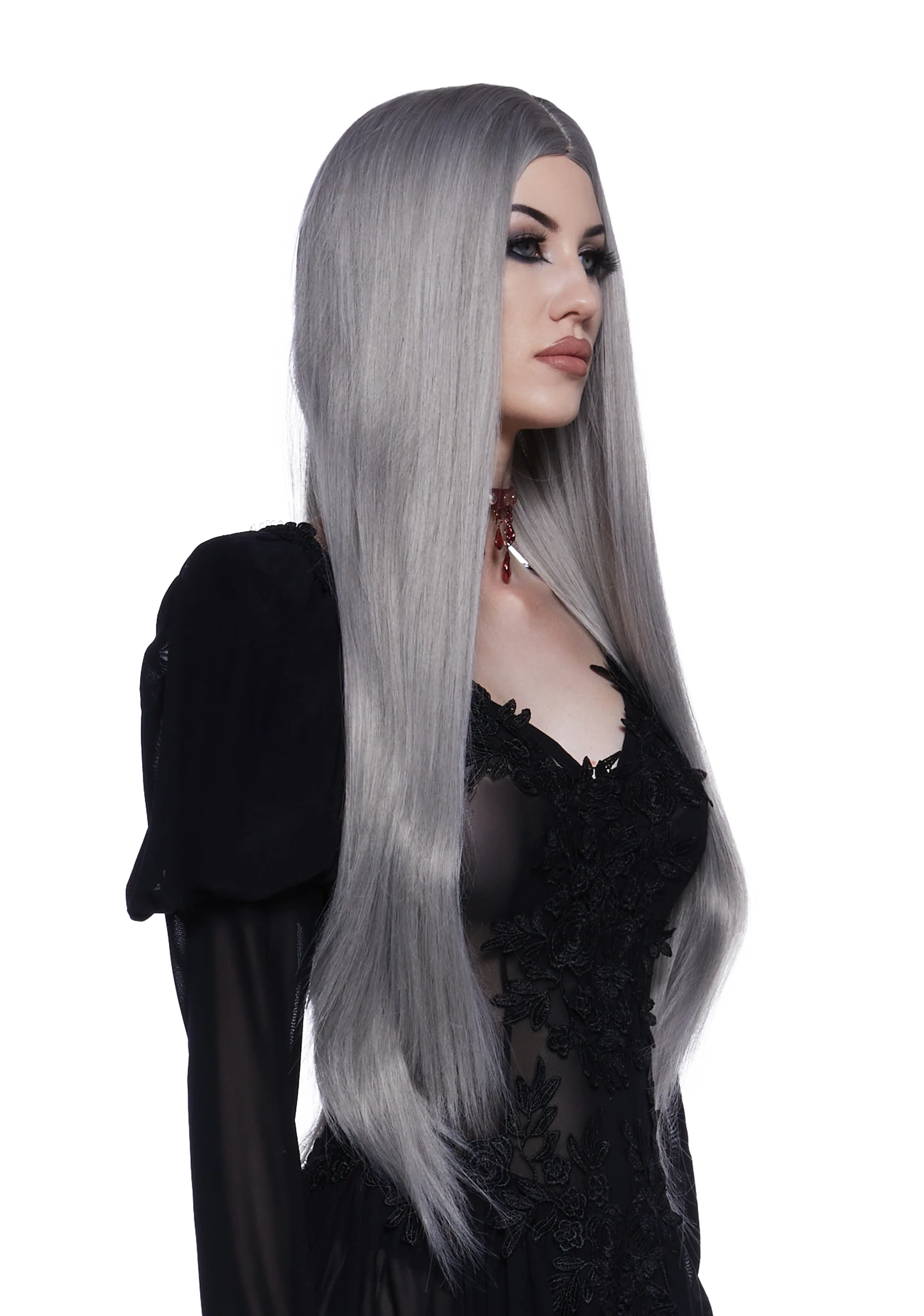 Straight Wig With Center Part - Gray - Image 2