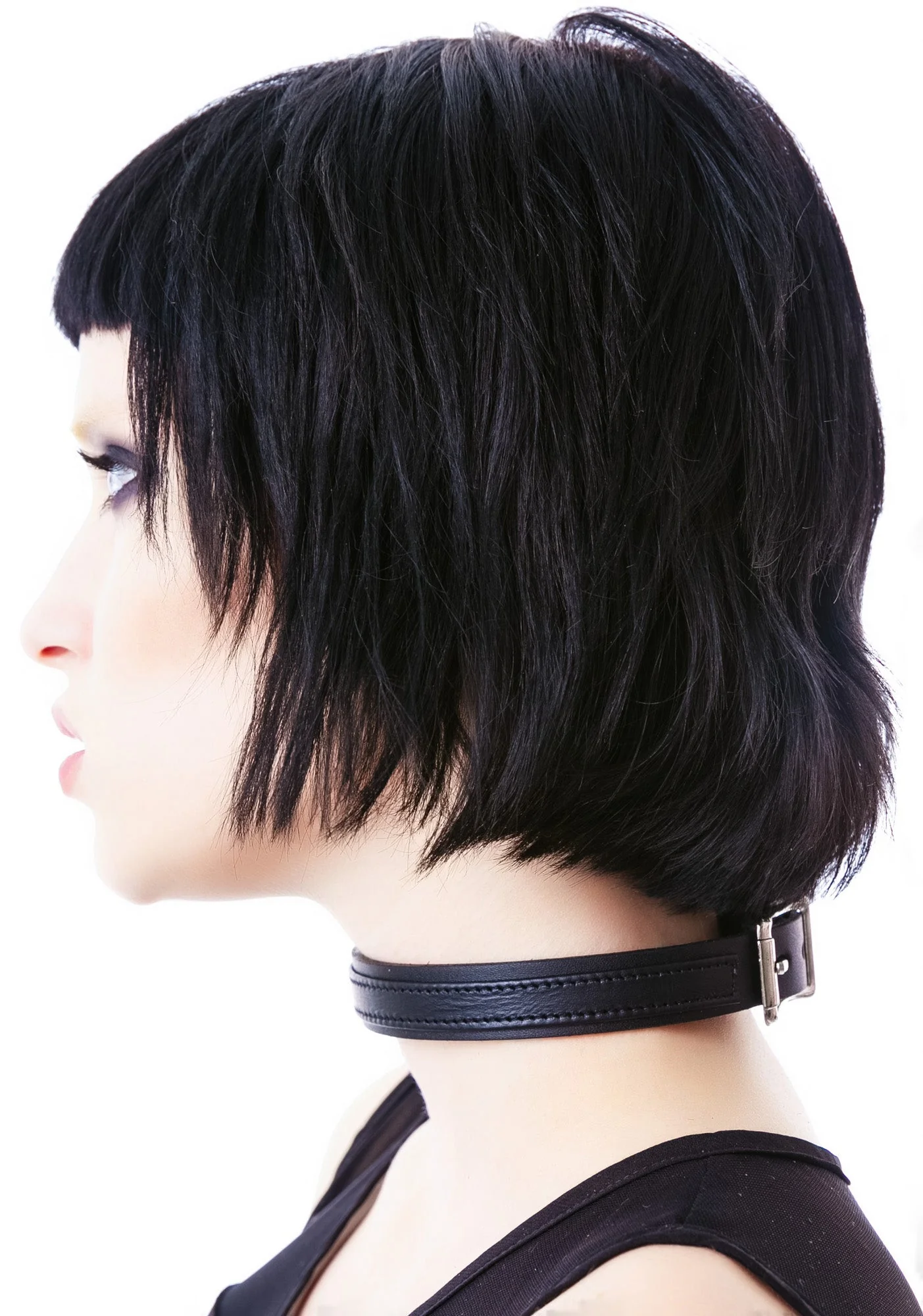 Strap Tease Leather Choker - Purple - Image 13