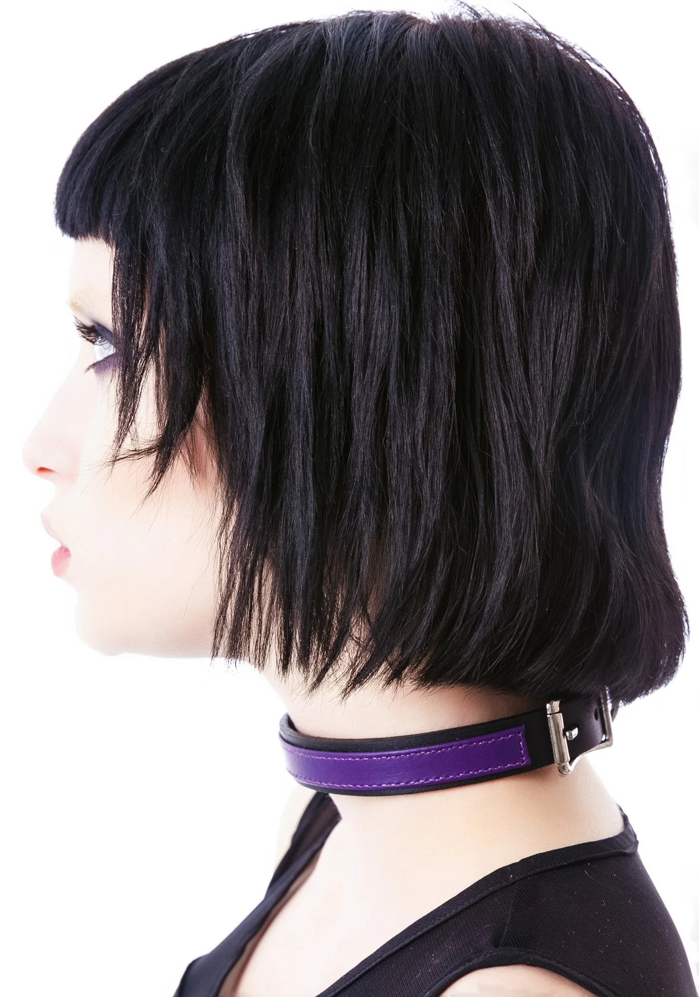 Strap Tease Leather Choker - Purple - Image 20