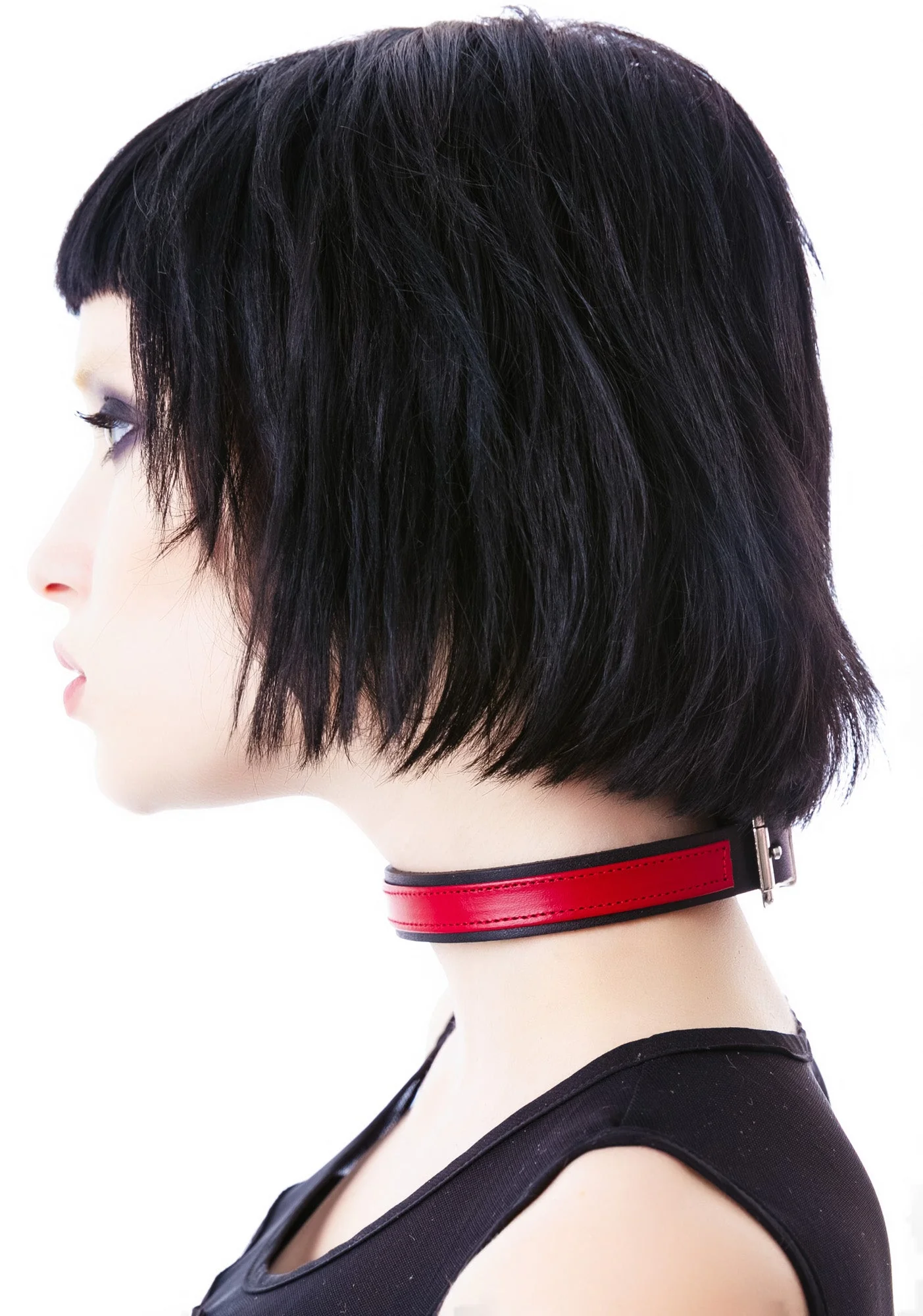 Strap Tease Leather Choker - Purple - Image 7