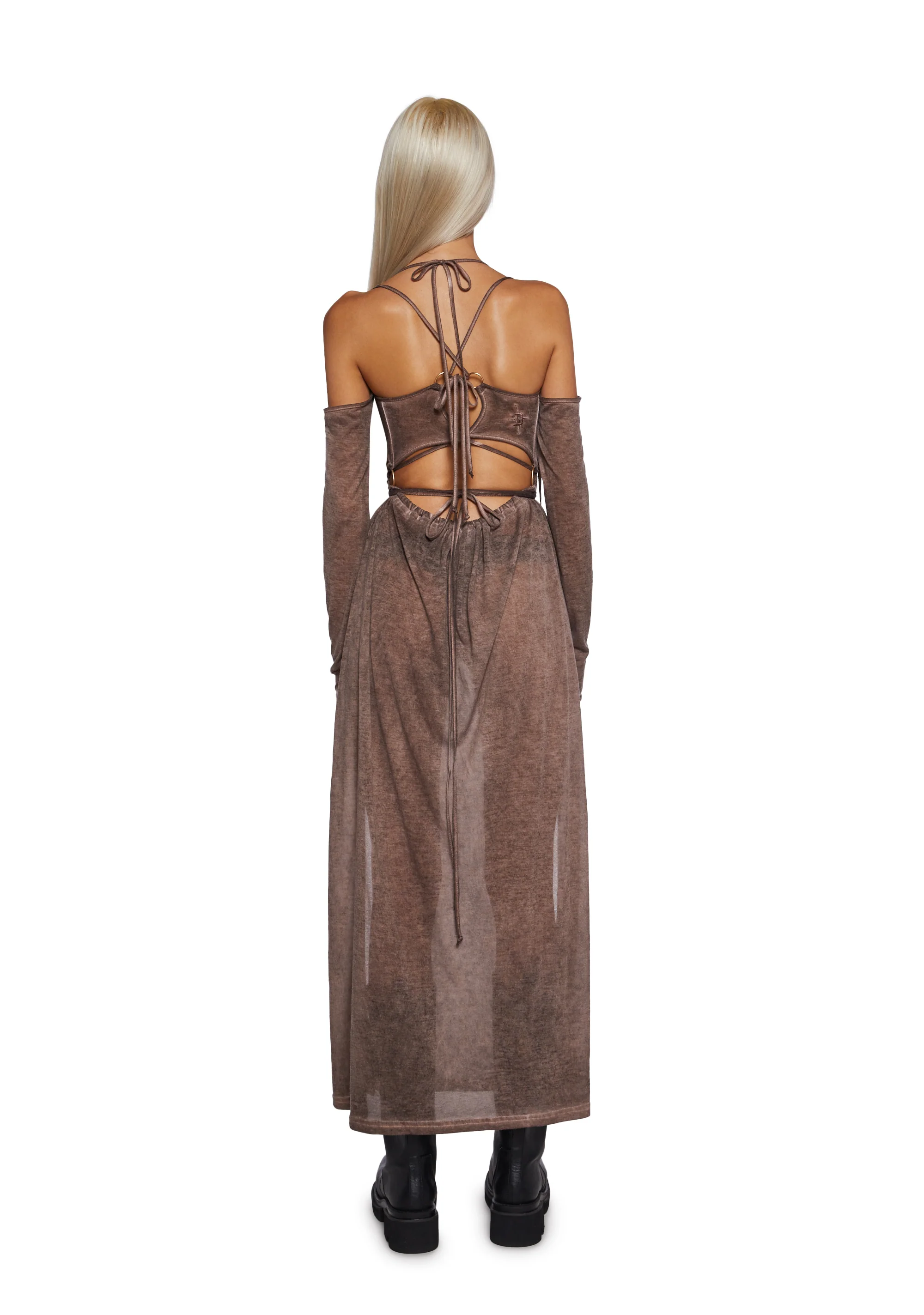 Downbeat Hooded Maxi Dress - Brown - Image 4