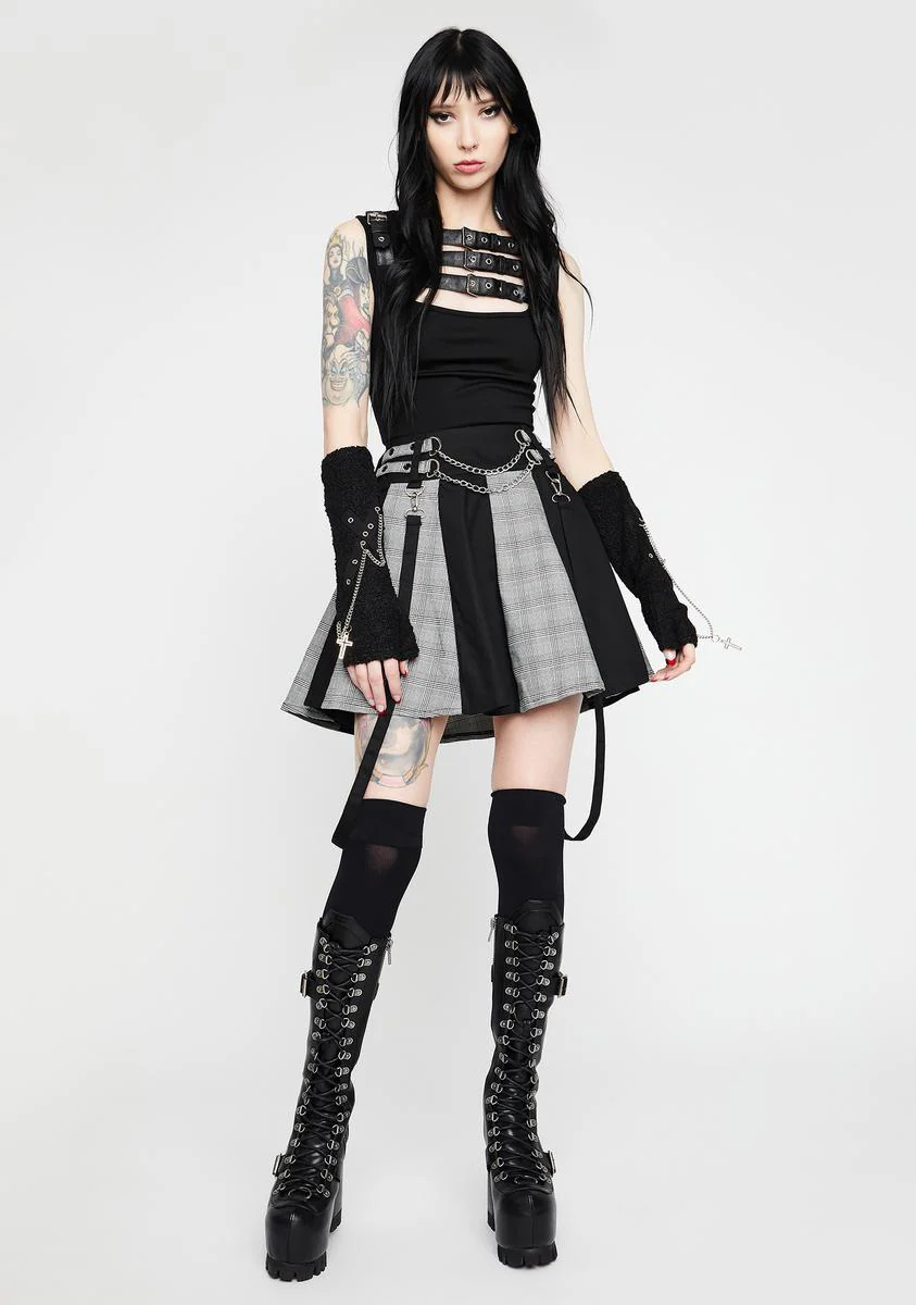 Straps Pleated Skirt - Image 3