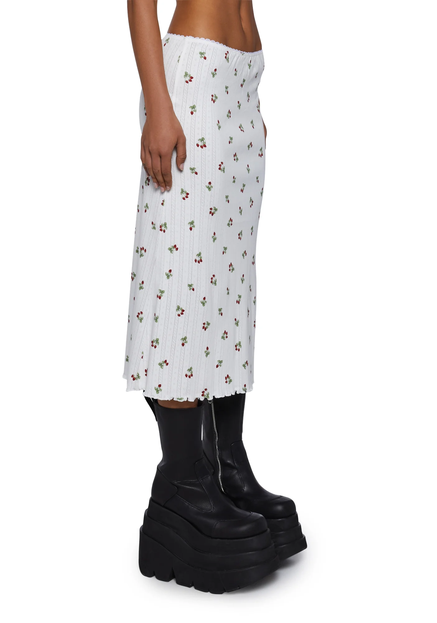 Strawberry Pointelle Midi Skirt - Image 3