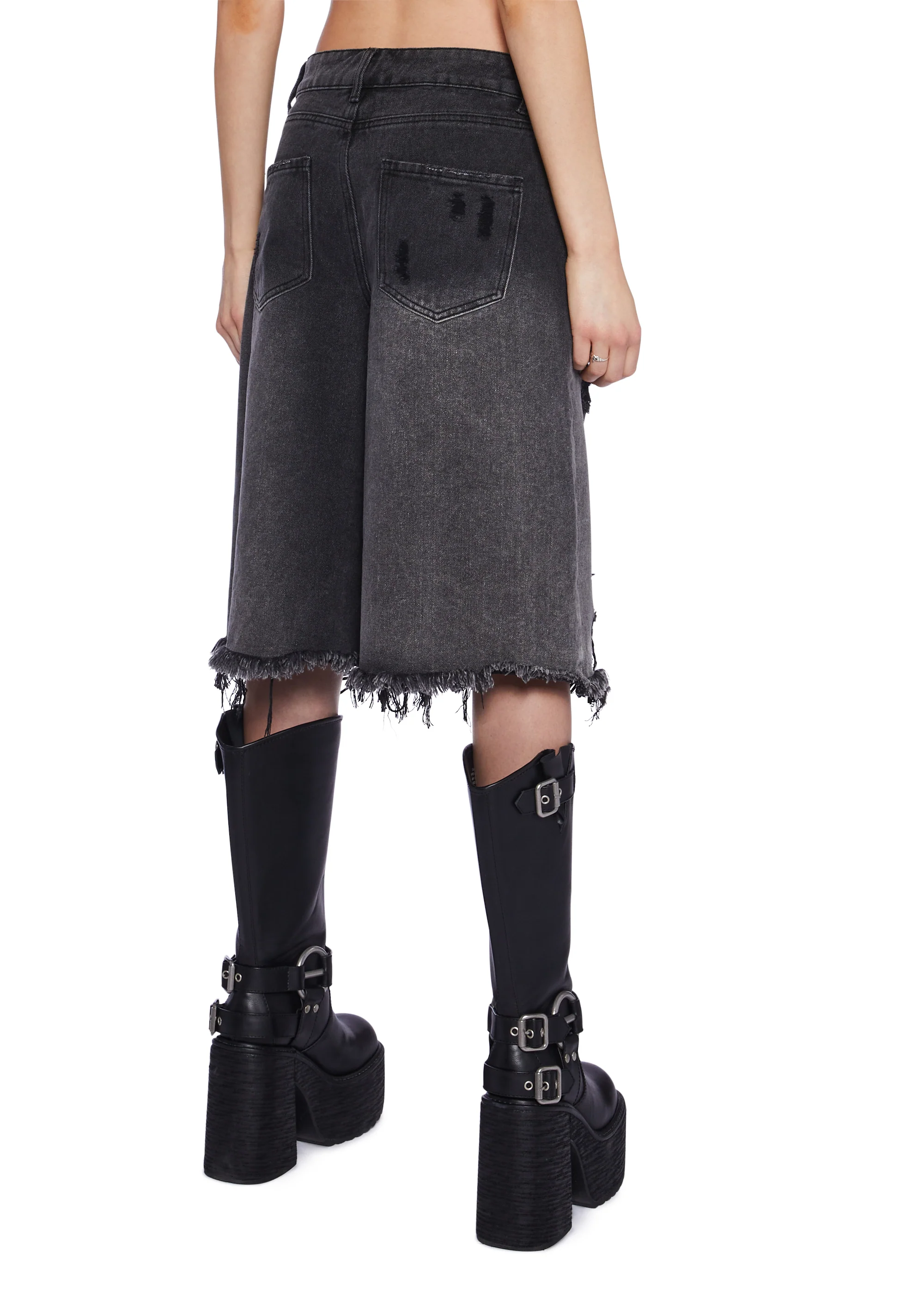 Streetwise Maven Denim Shorts - Black - Image 6