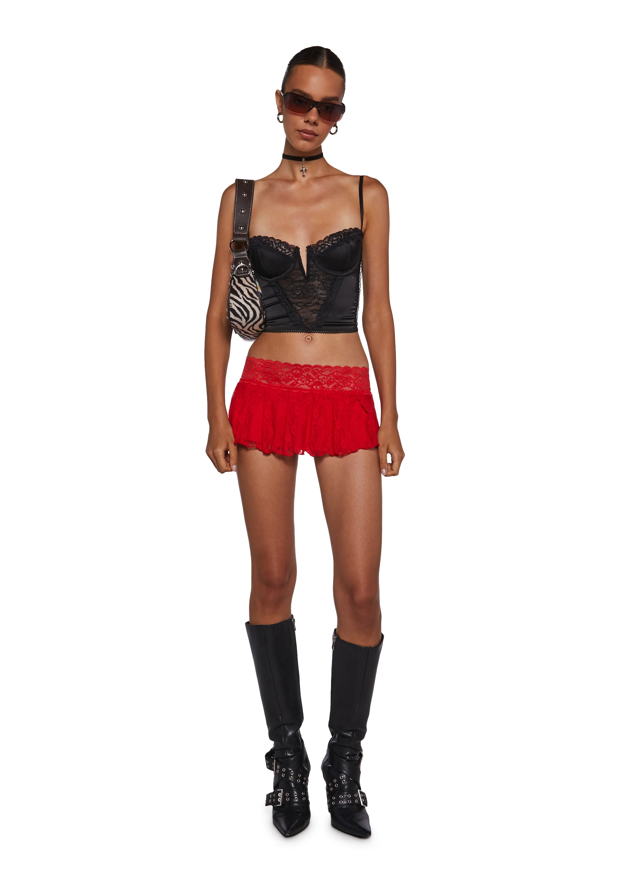 Fierce Flirt Lace Skirt - Red - Image 2