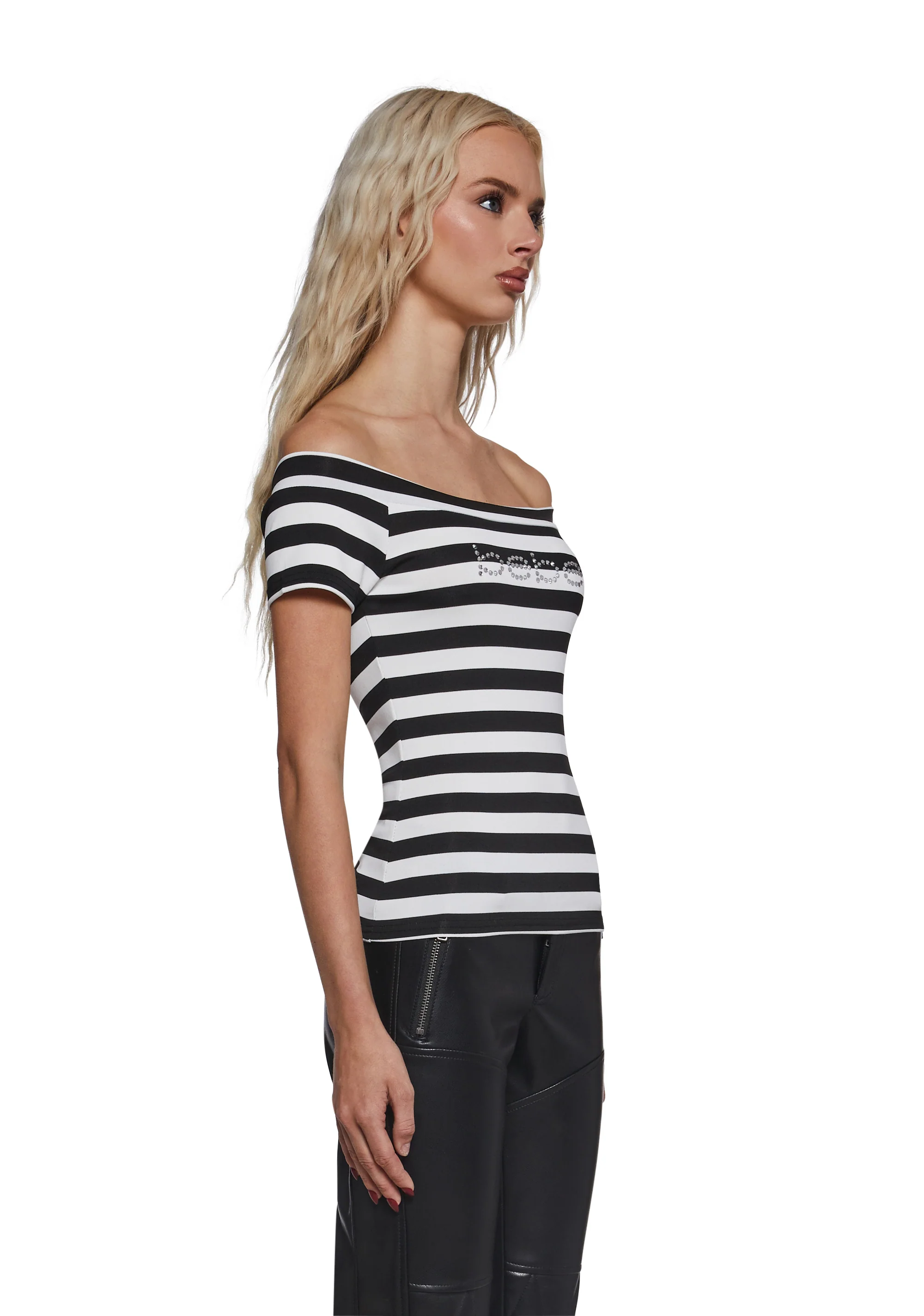 Off The Shoulder Striped Top - Image 4