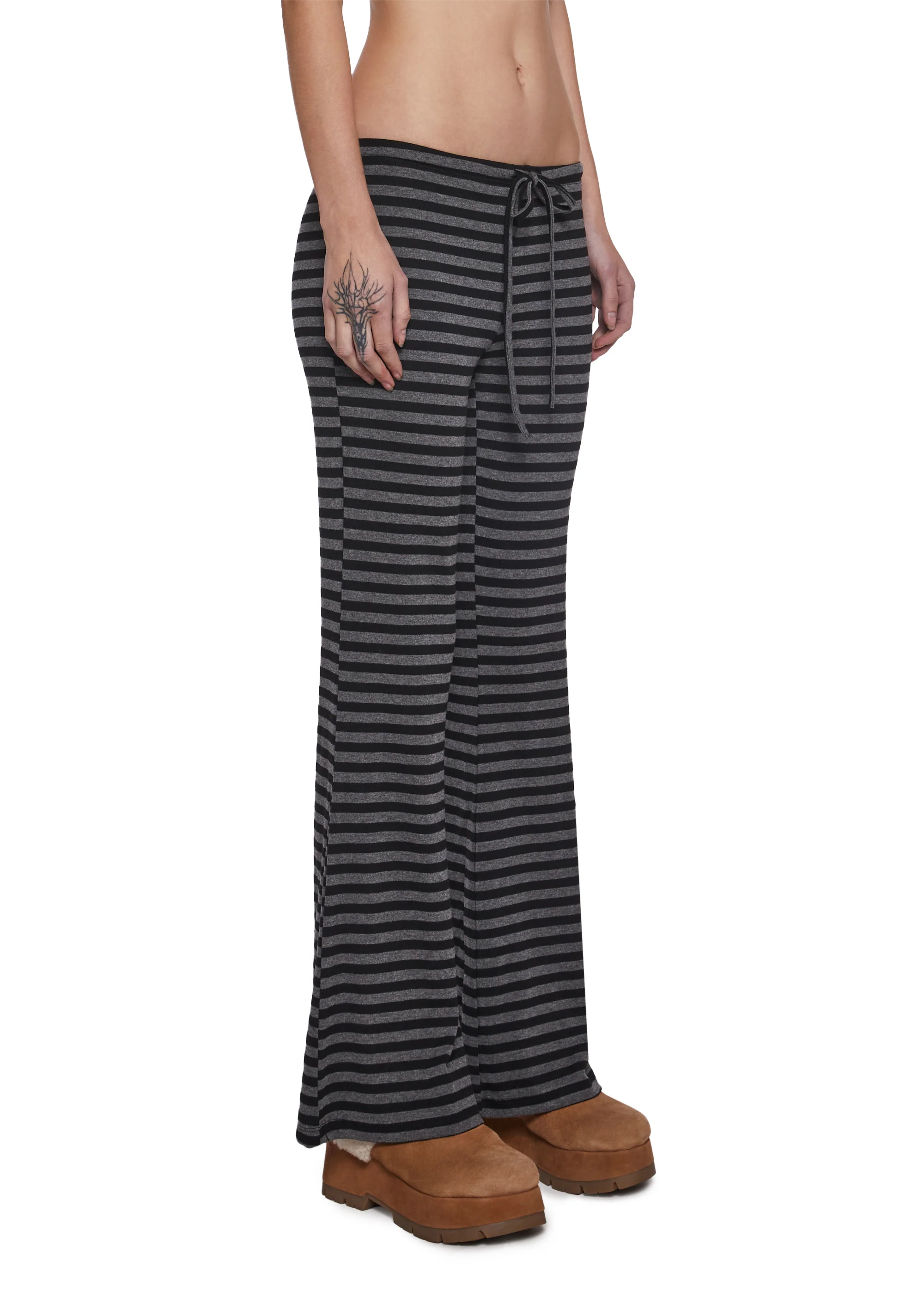 Leave Me Alone Striped Pants - Gray - Image 4