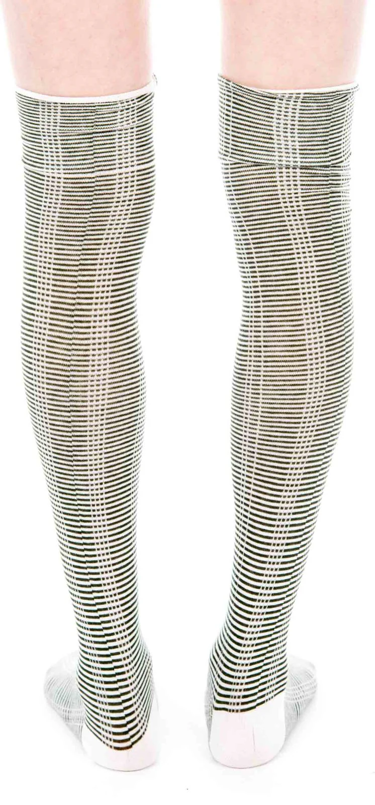 Striped Thigh High Socks - Red - Image 3