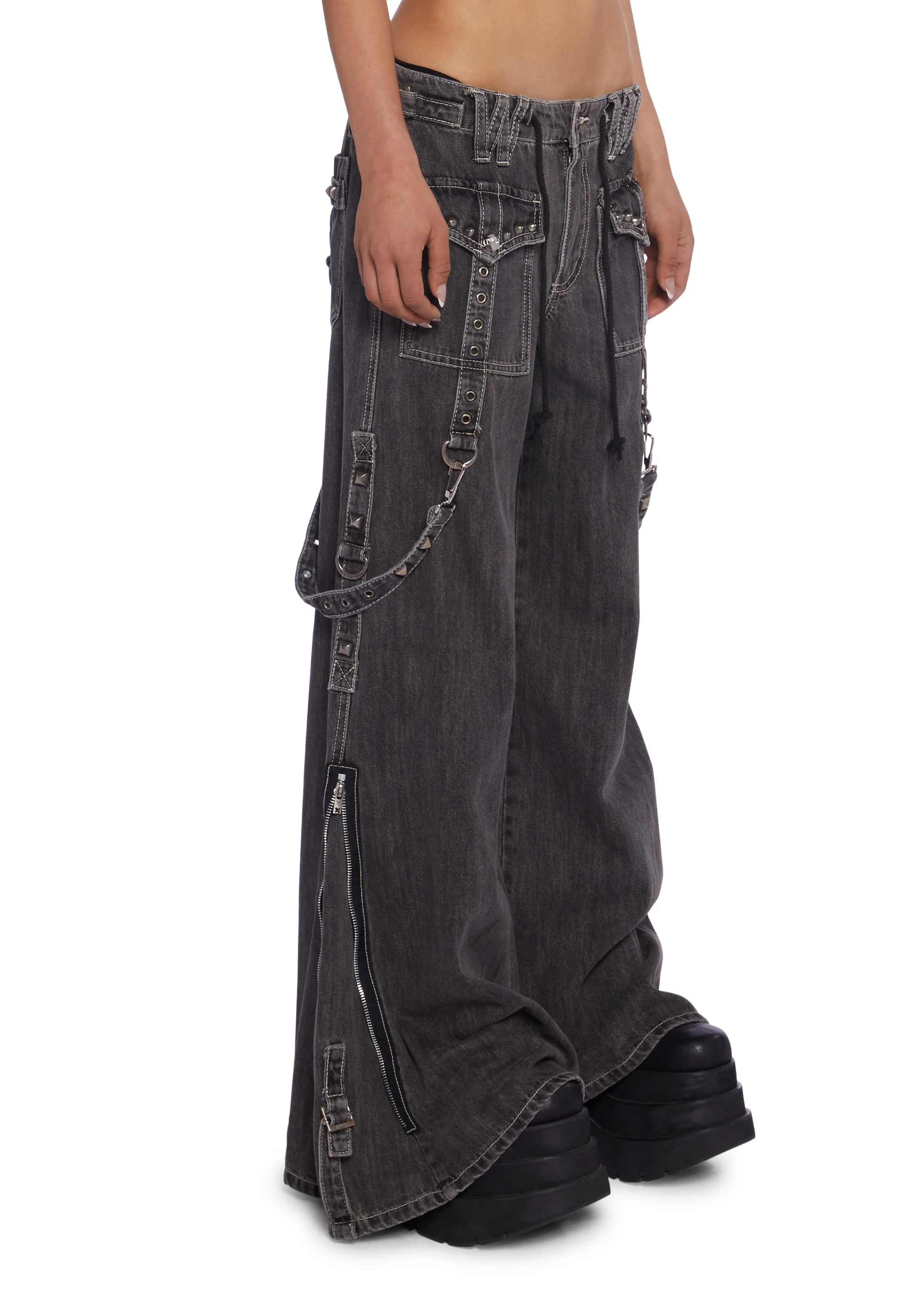 Studded Power Denim Pants - Image 3