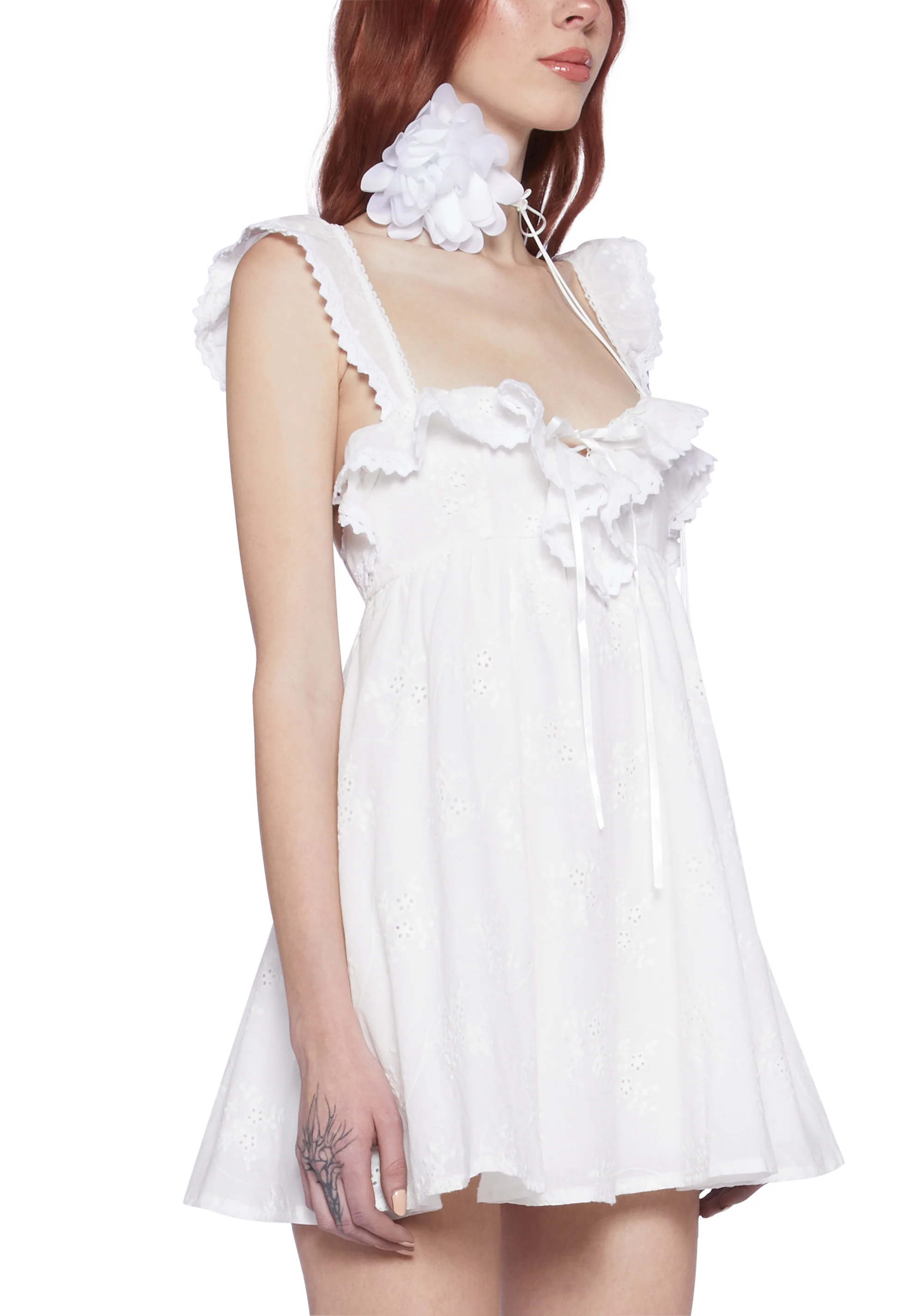 Sunset Stroll Babydoll Dress - White - Image 5