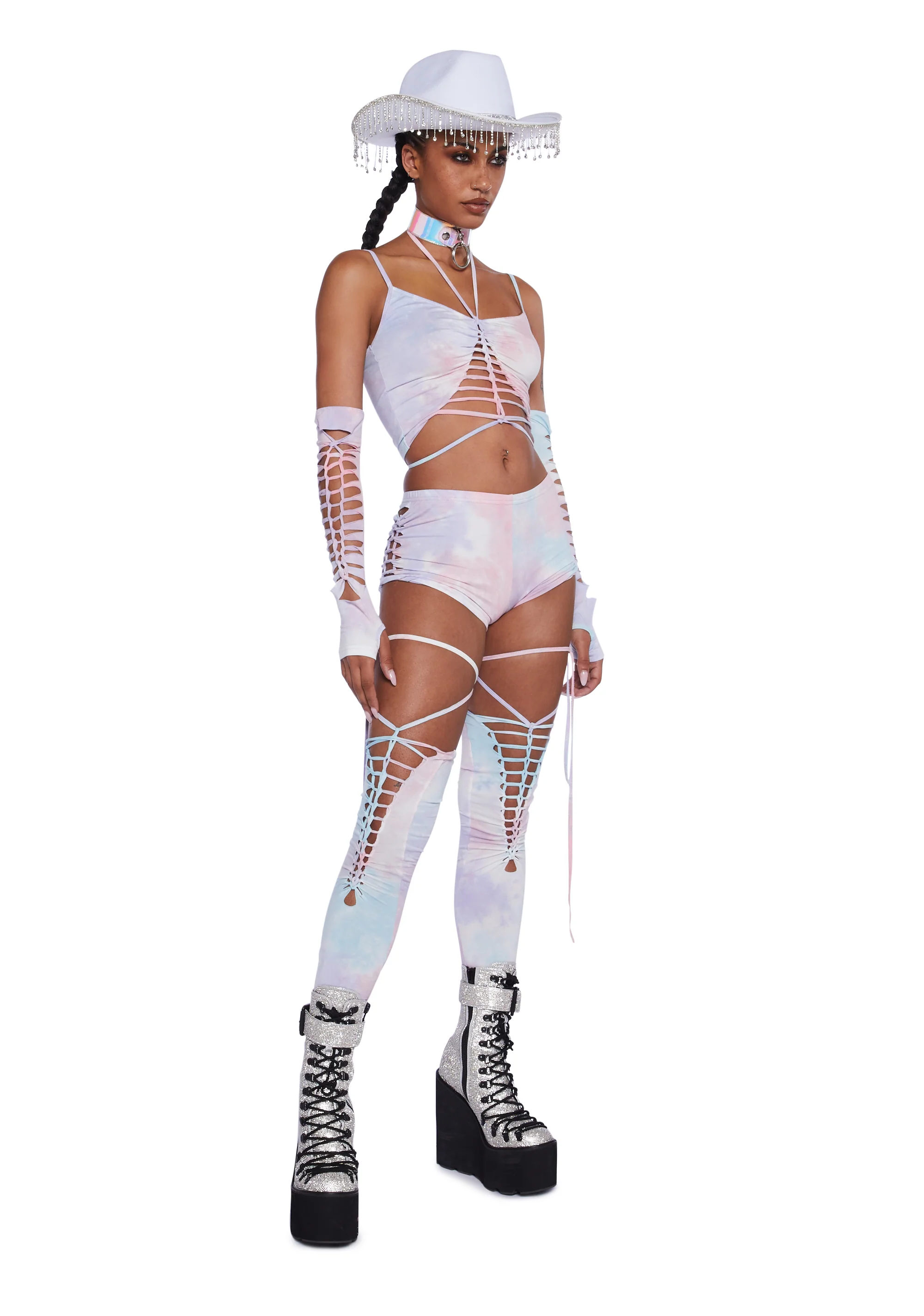Sunset Trippy Top And Gloves Set - Pink - Image 2