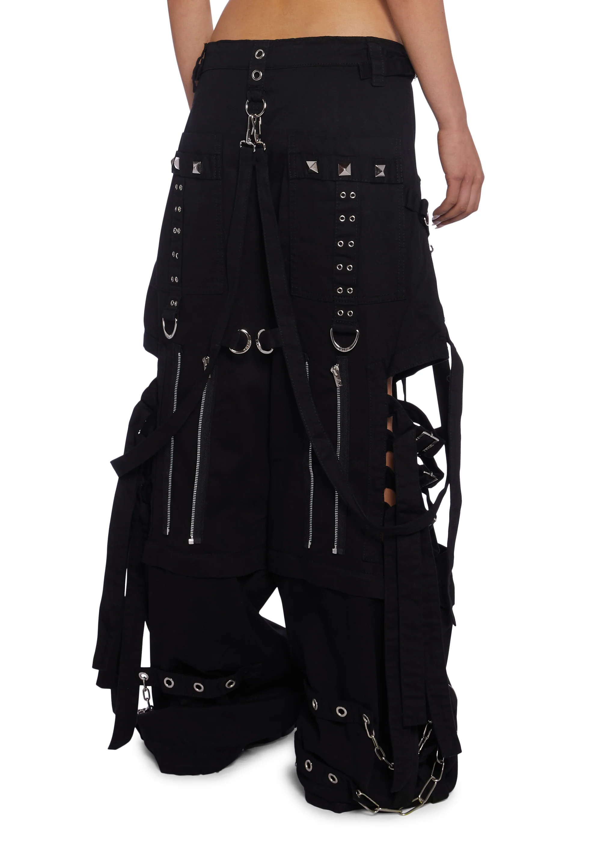 Super Cut Out Wide Leg Pants - Black - Image 3