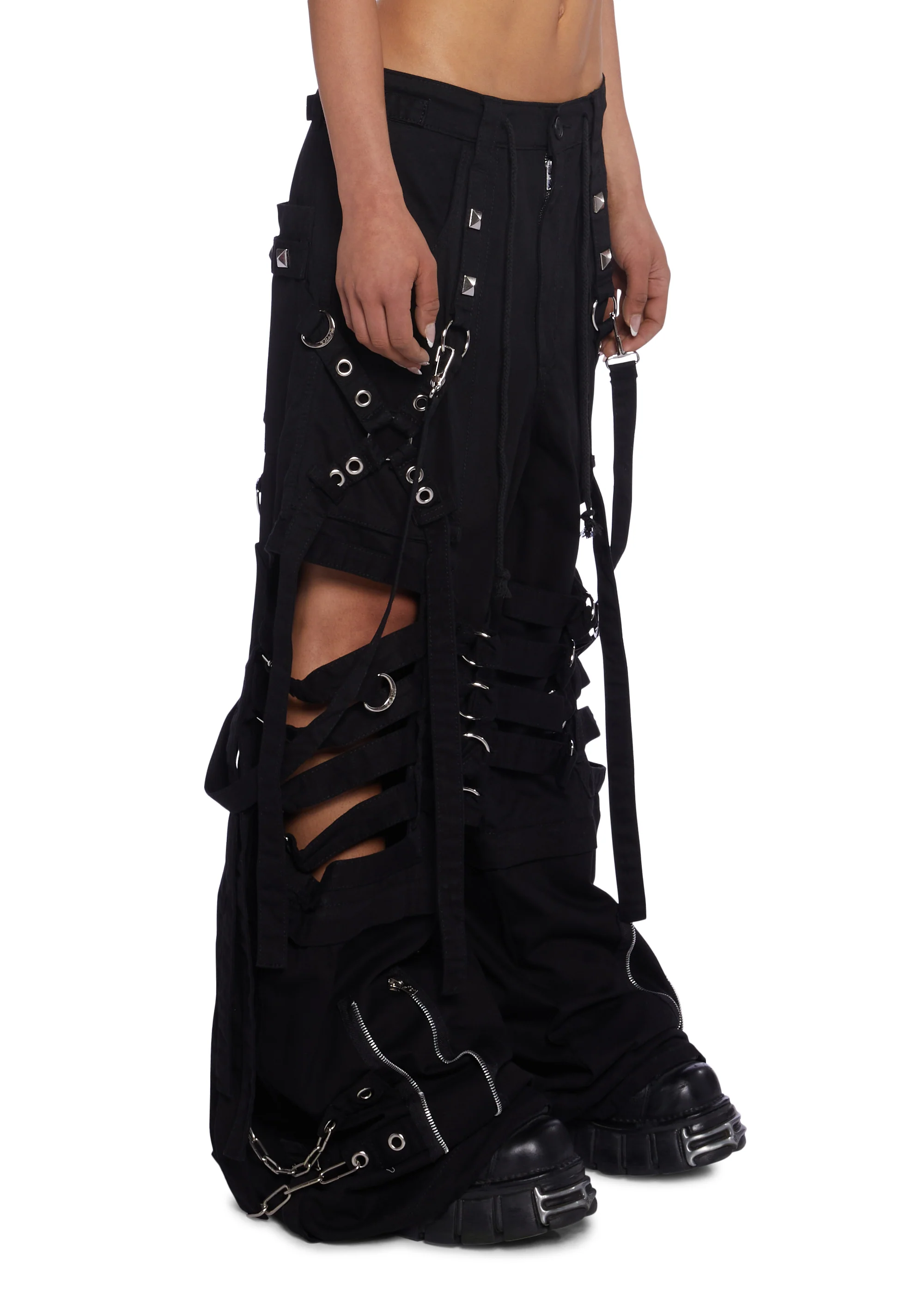 Super Cut Out Wide Leg Pants - Black - Image 4
