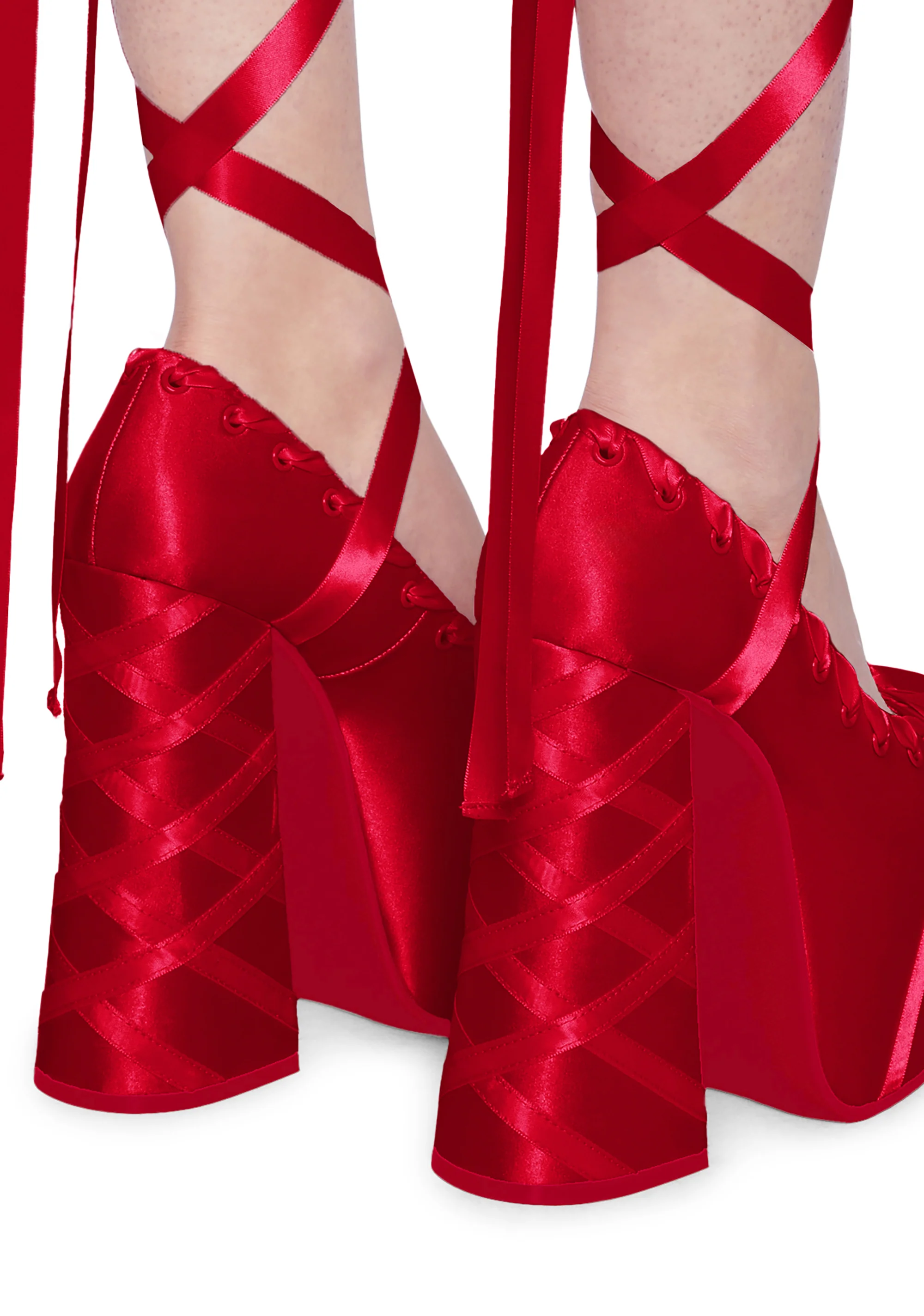 Sweet Sonata Ballet Wrap Heels- Red - Image 2