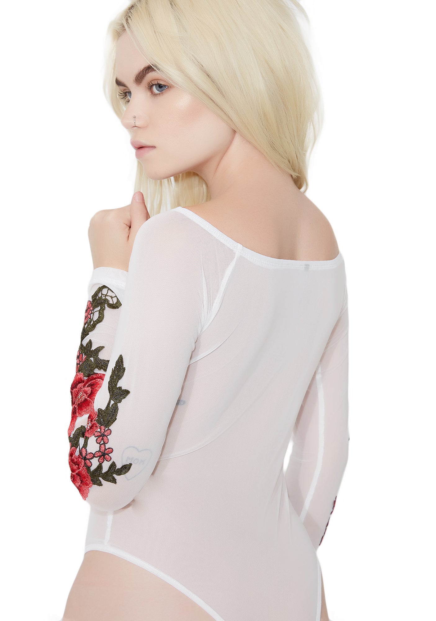 Sweet Temptation Sheer Rose Bodysuit - Image 4