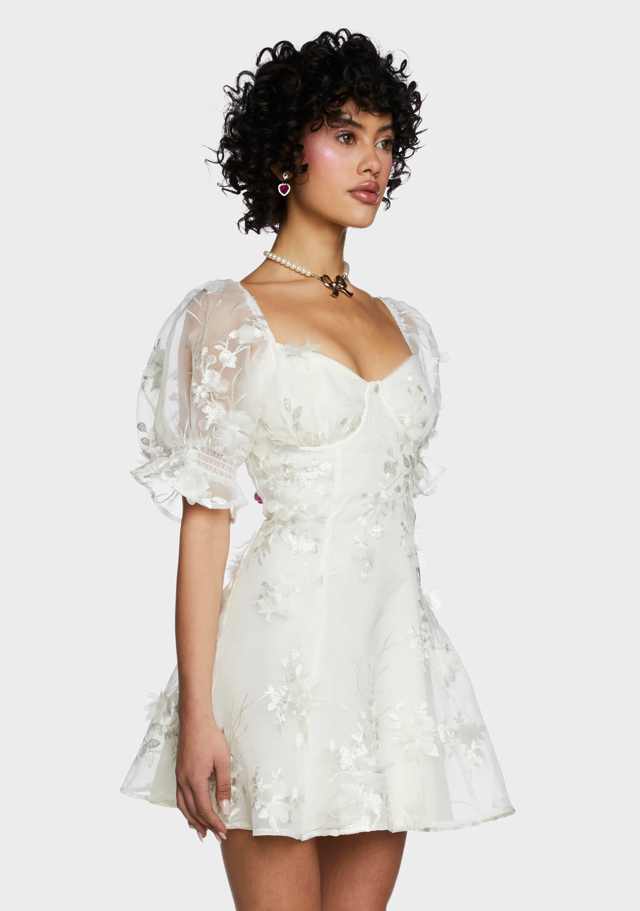 Sweetheart Portrait Mini Dress - White - Image 3