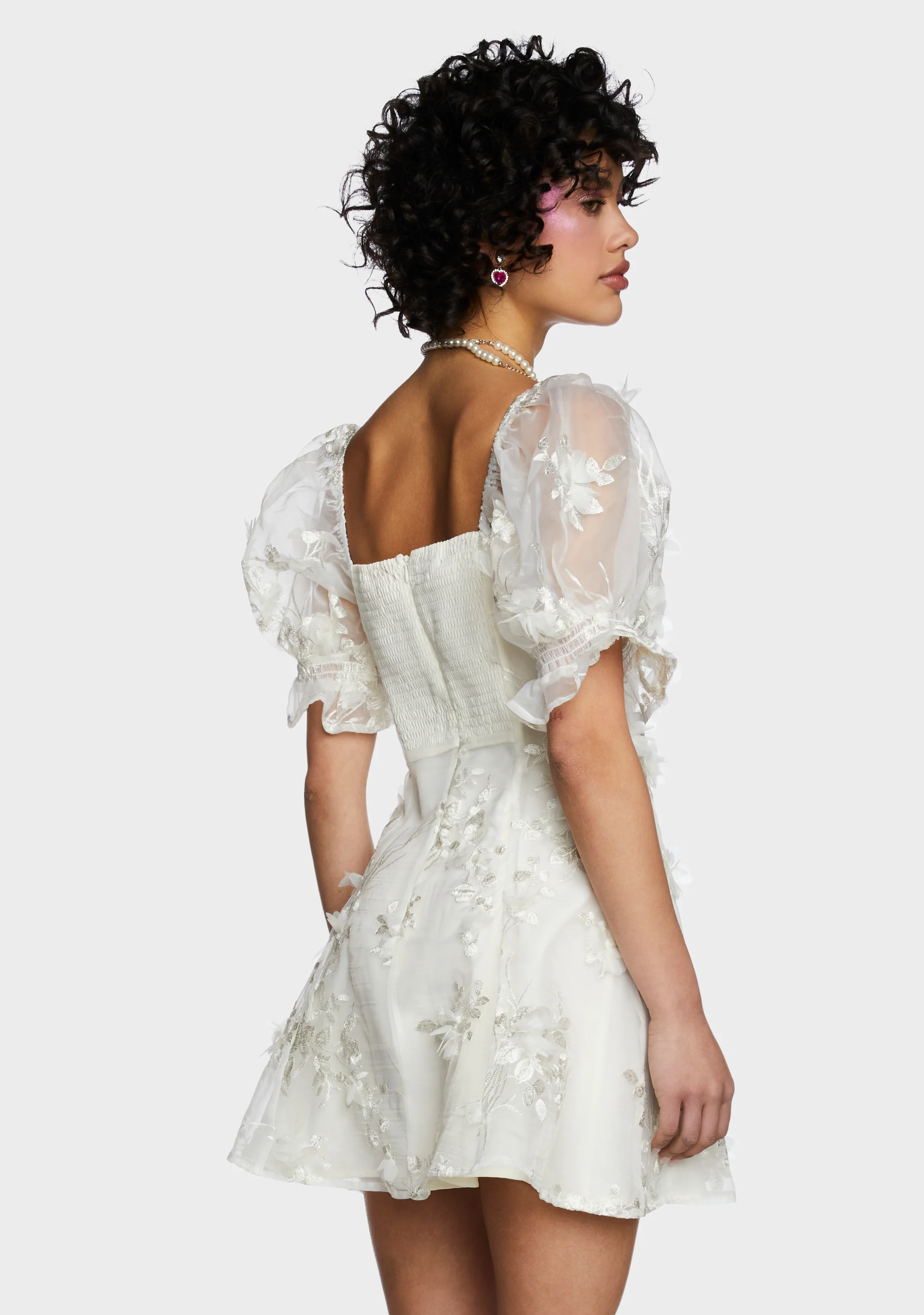 Sweetheart Portrait Mini Dress - White - Image 5