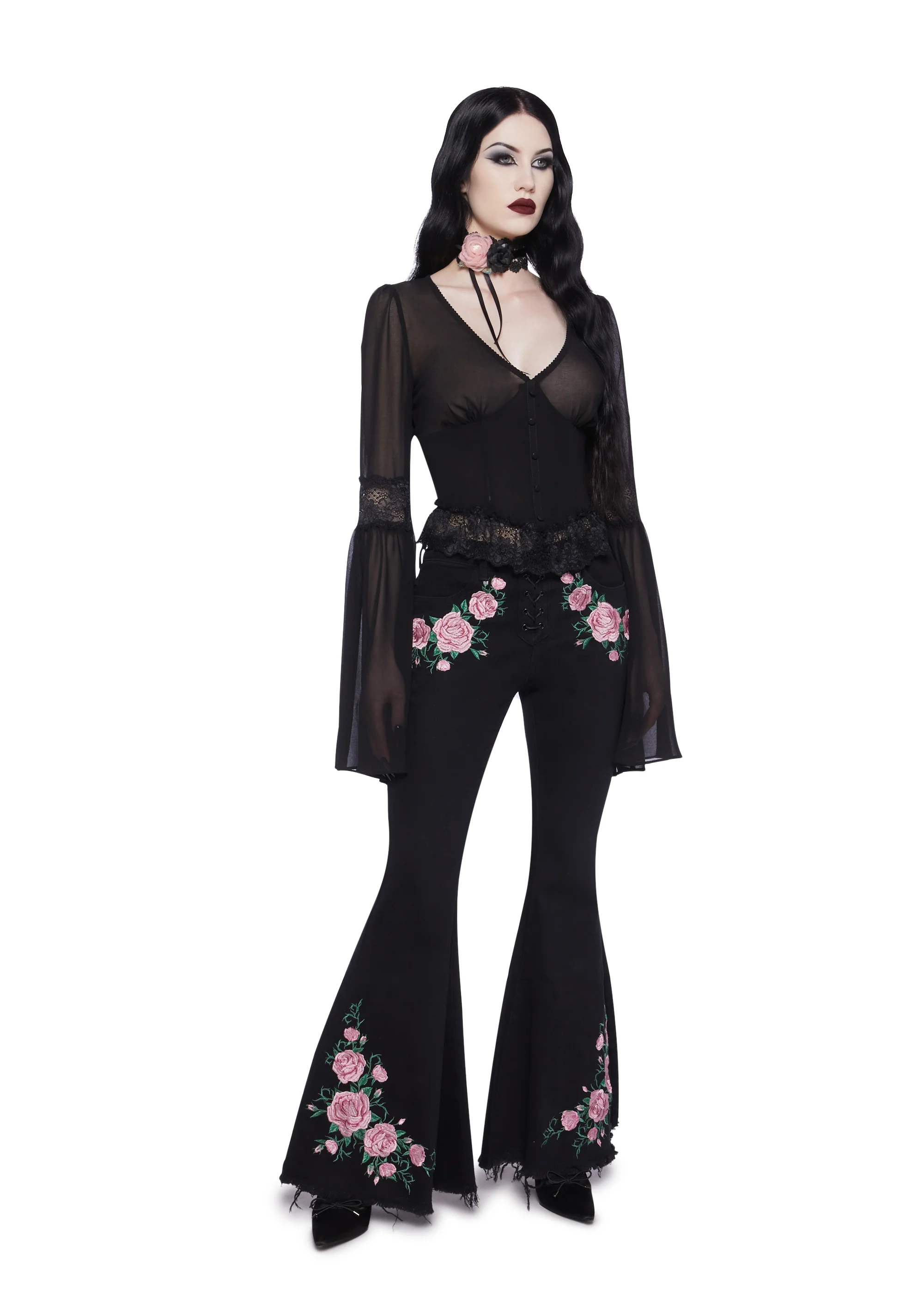 Sweetly Spiritual Lace Blouse - Black - Image 2