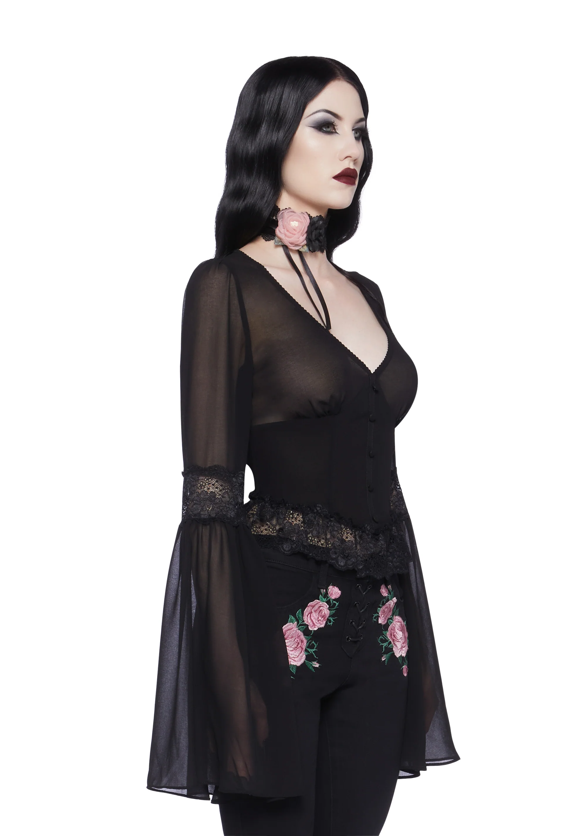 Sweetly Spiritual Lace Blouse - Black - Image 3