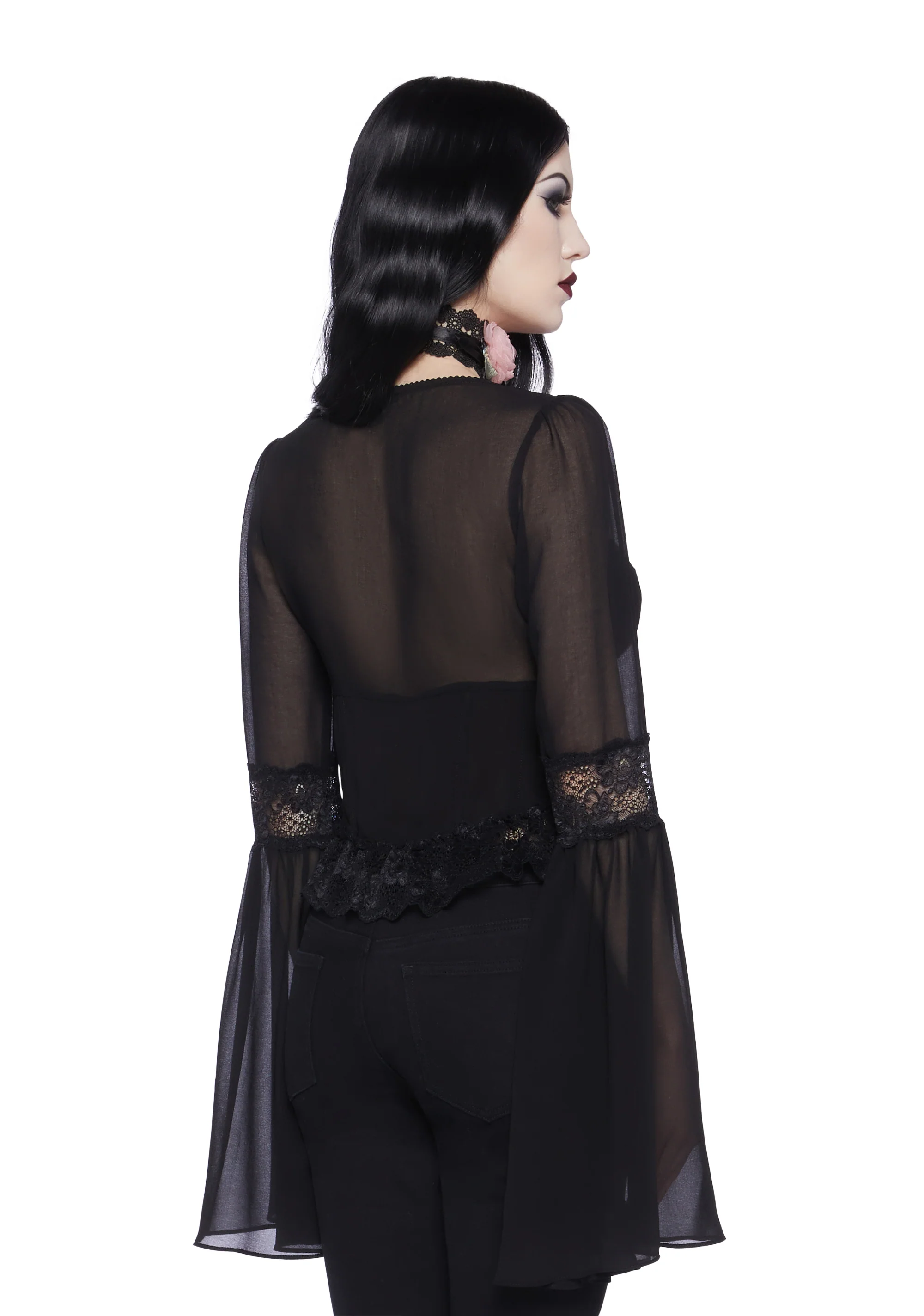 Sweetly Spiritual Lace Blouse - Black - Image 4