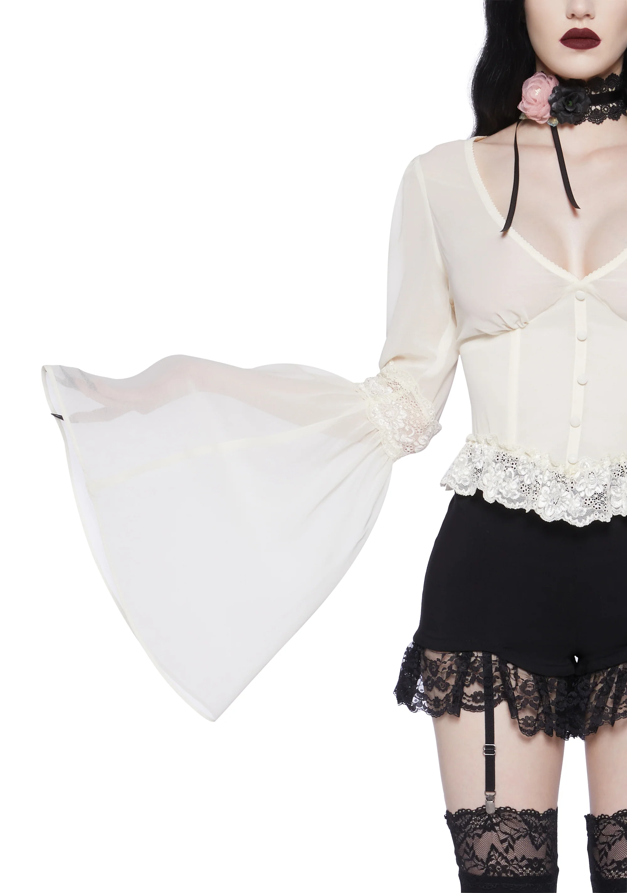 Sweetly Spiritual Lace Blouse - Ivory - Image 5